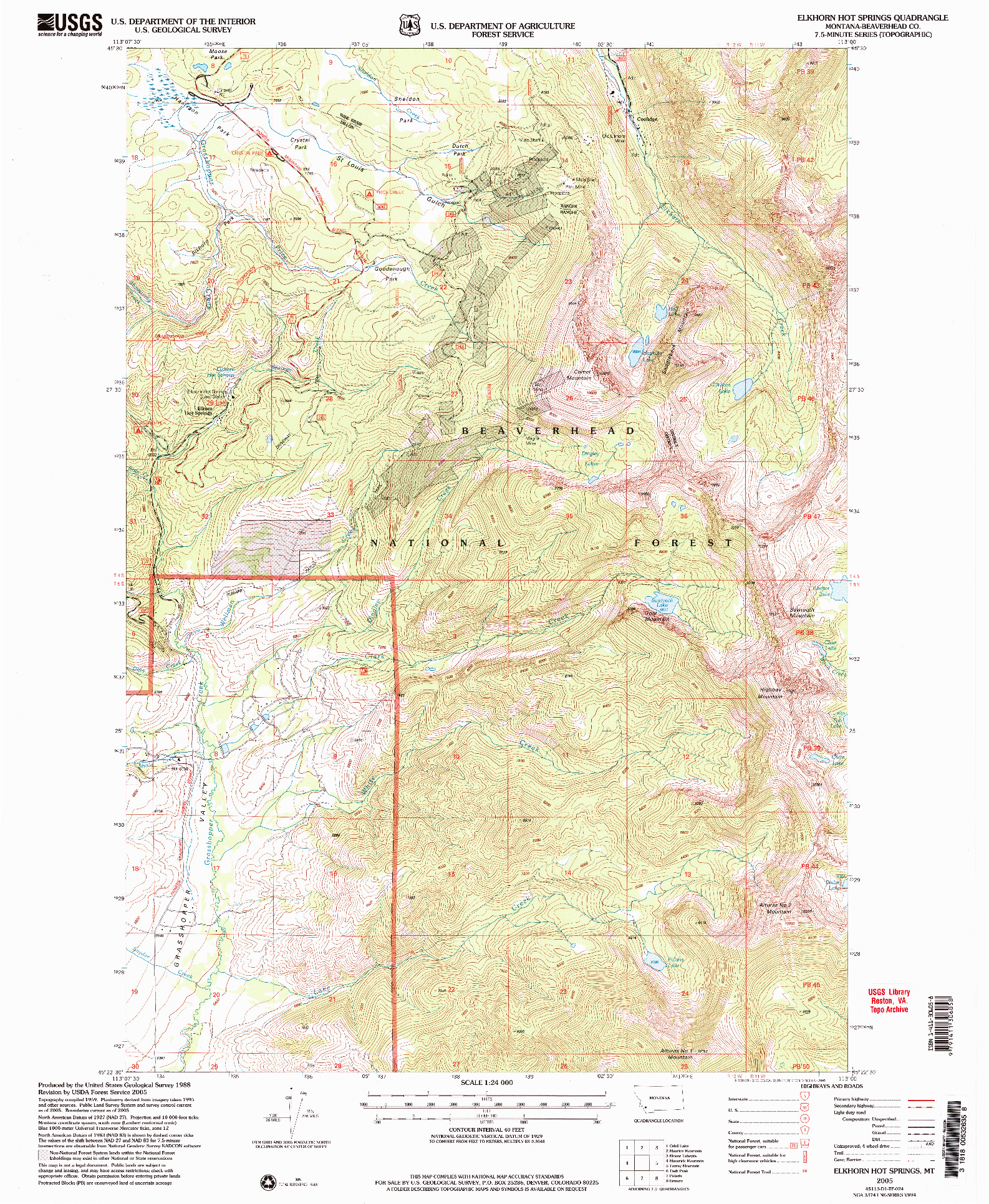 USGS 1:24000-SCALE QUADRANGLE FOR ELKHORN HOT SPRINGS, MT 2005