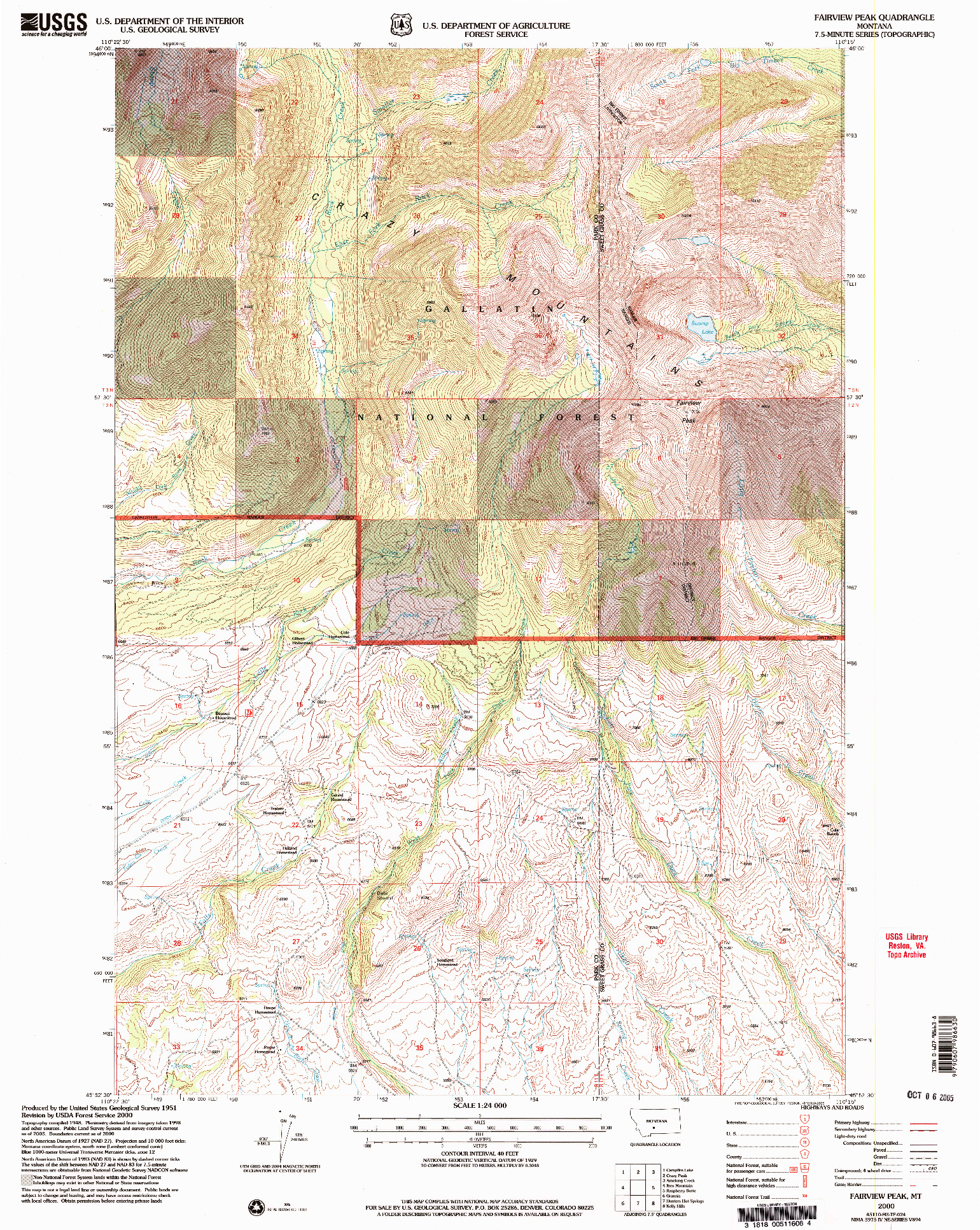 USGS 1:24000-SCALE QUADRANGLE FOR FAIRVIEW PEAK, MT 2000