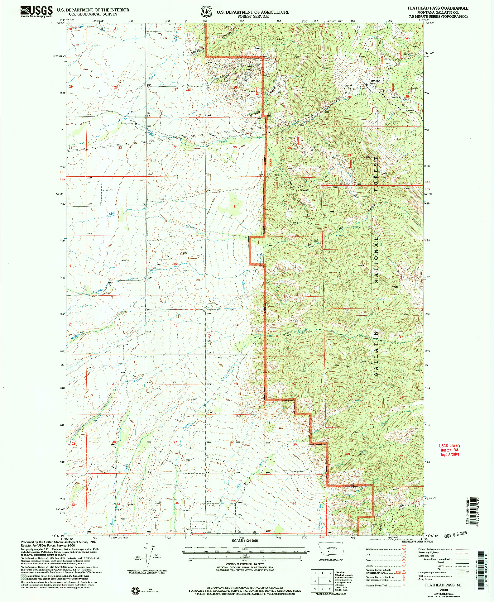 USGS 1:24000-SCALE QUADRANGLE FOR FLATHEAD PASS, MT 2000