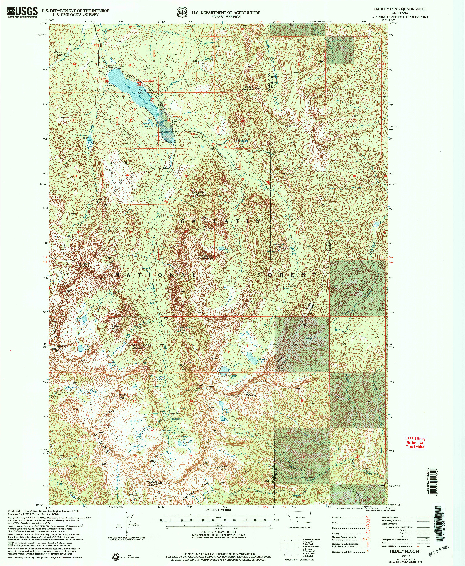 USGS 1:24000-SCALE QUADRANGLE FOR FRIDLEY PEAK, MT 2000
