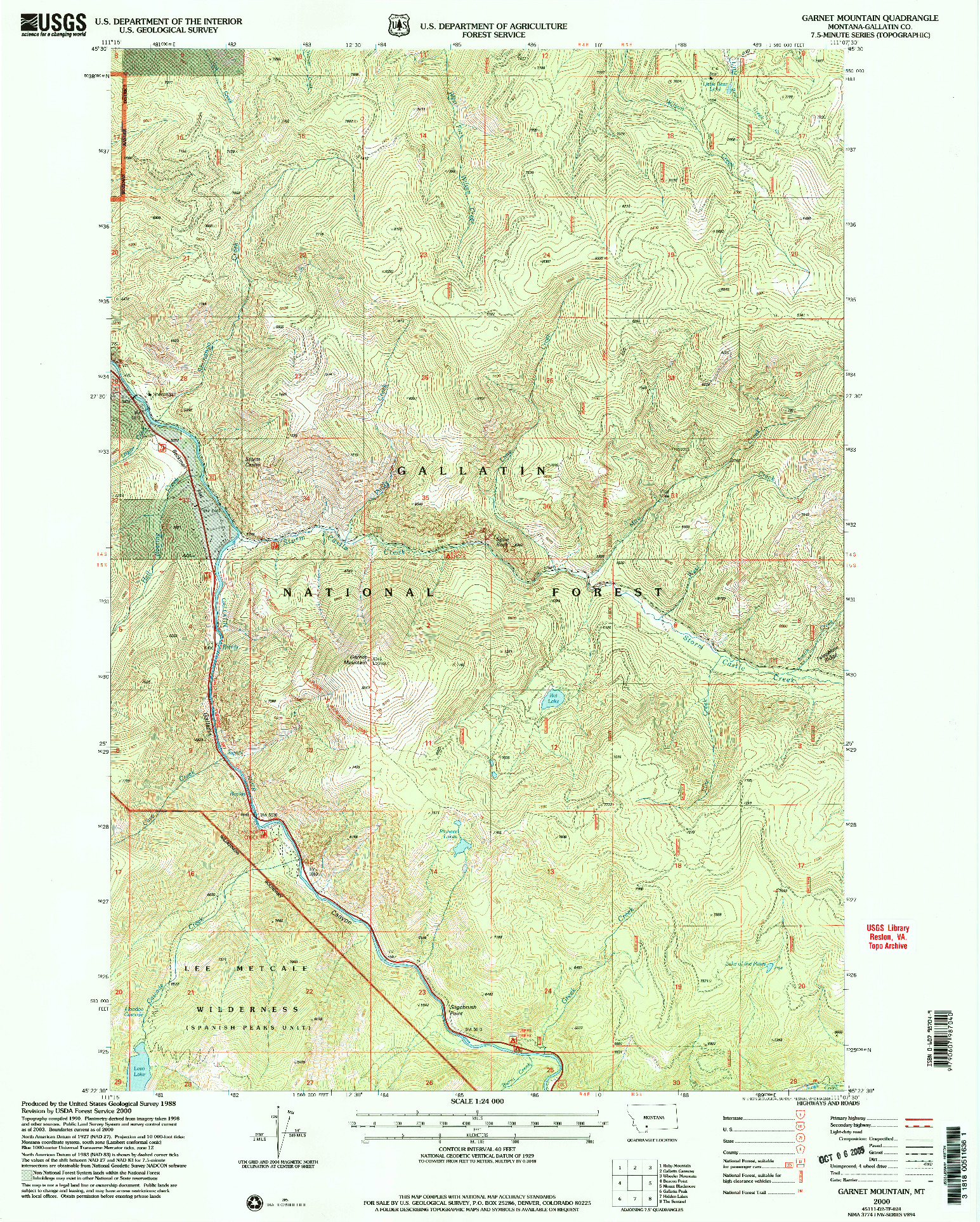 USGS 1:24000-SCALE QUADRANGLE FOR GARNET MOUNTAIN, MT 2000