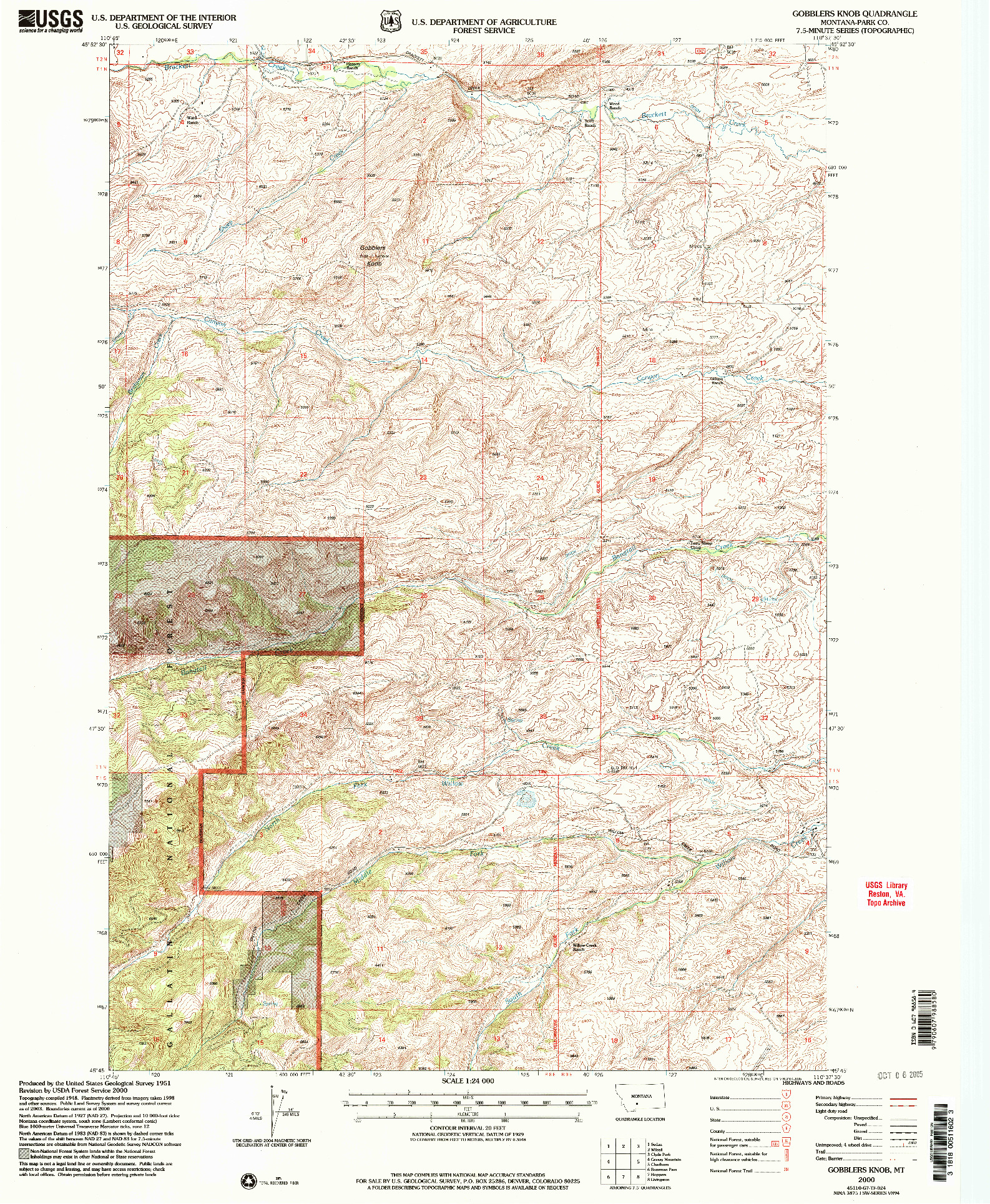 USGS 1:24000-SCALE QUADRANGLE FOR GOBBLERS KNOB, MT 2000