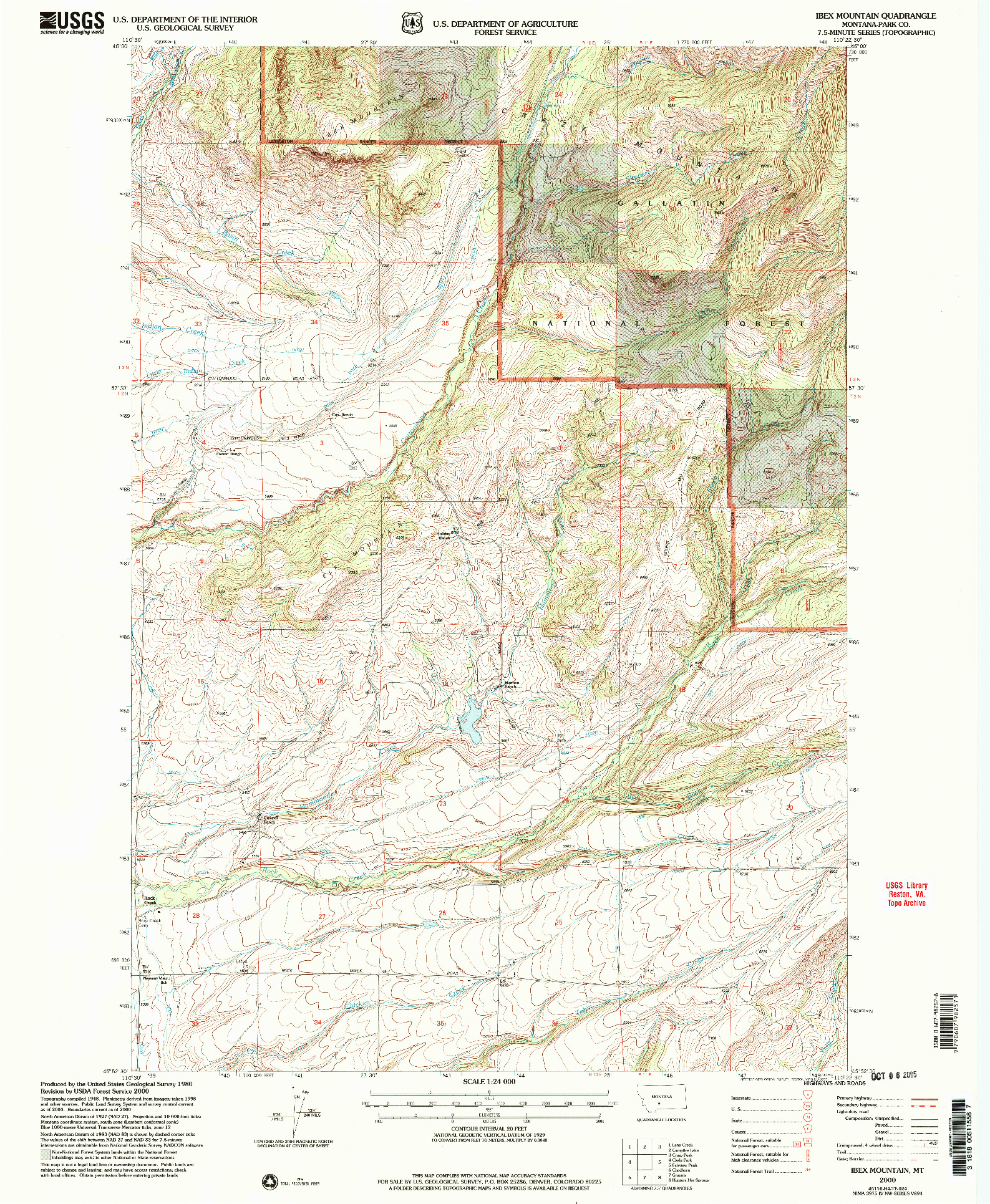 USGS 1:24000-SCALE QUADRANGLE FOR IBEX MOUNTAIN, MT 2000