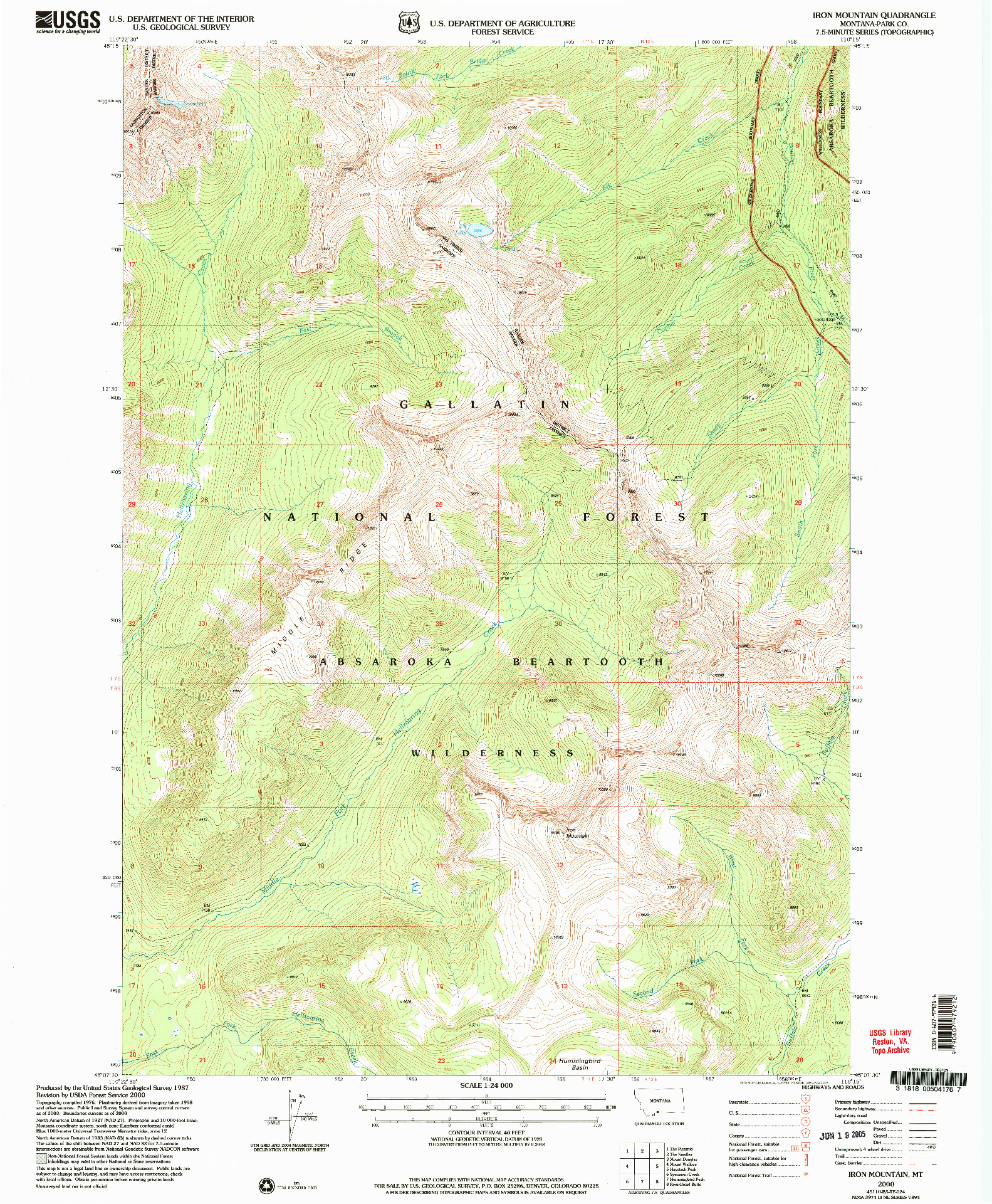 USGS 1:24000-SCALE QUADRANGLE FOR IRON MOUNTAIN, MT 2000