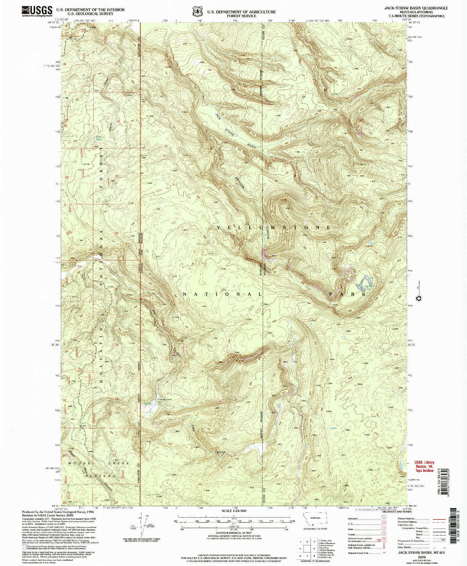 USGS 1:24000-SCALE QUADRANGLE FOR JACK STRAW BASIN, MT 2000