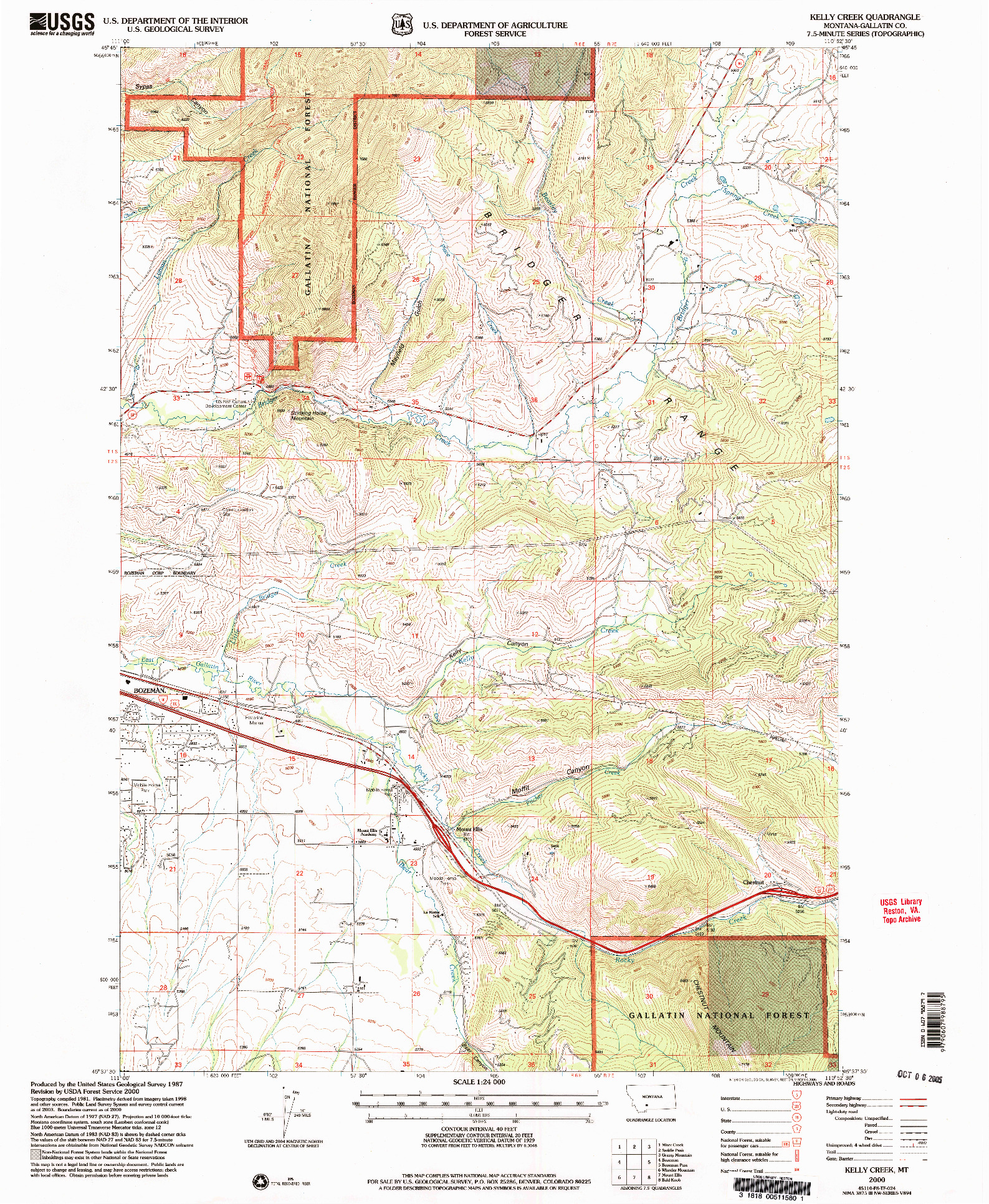 USGS 1:24000-SCALE QUADRANGLE FOR KELLY CREEK, MT 2000