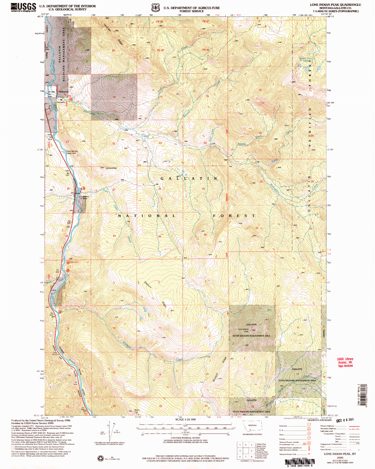 USGS 1:24000-SCALE QUADRANGLE FOR LONE INDIAN PEAK, MT 2000