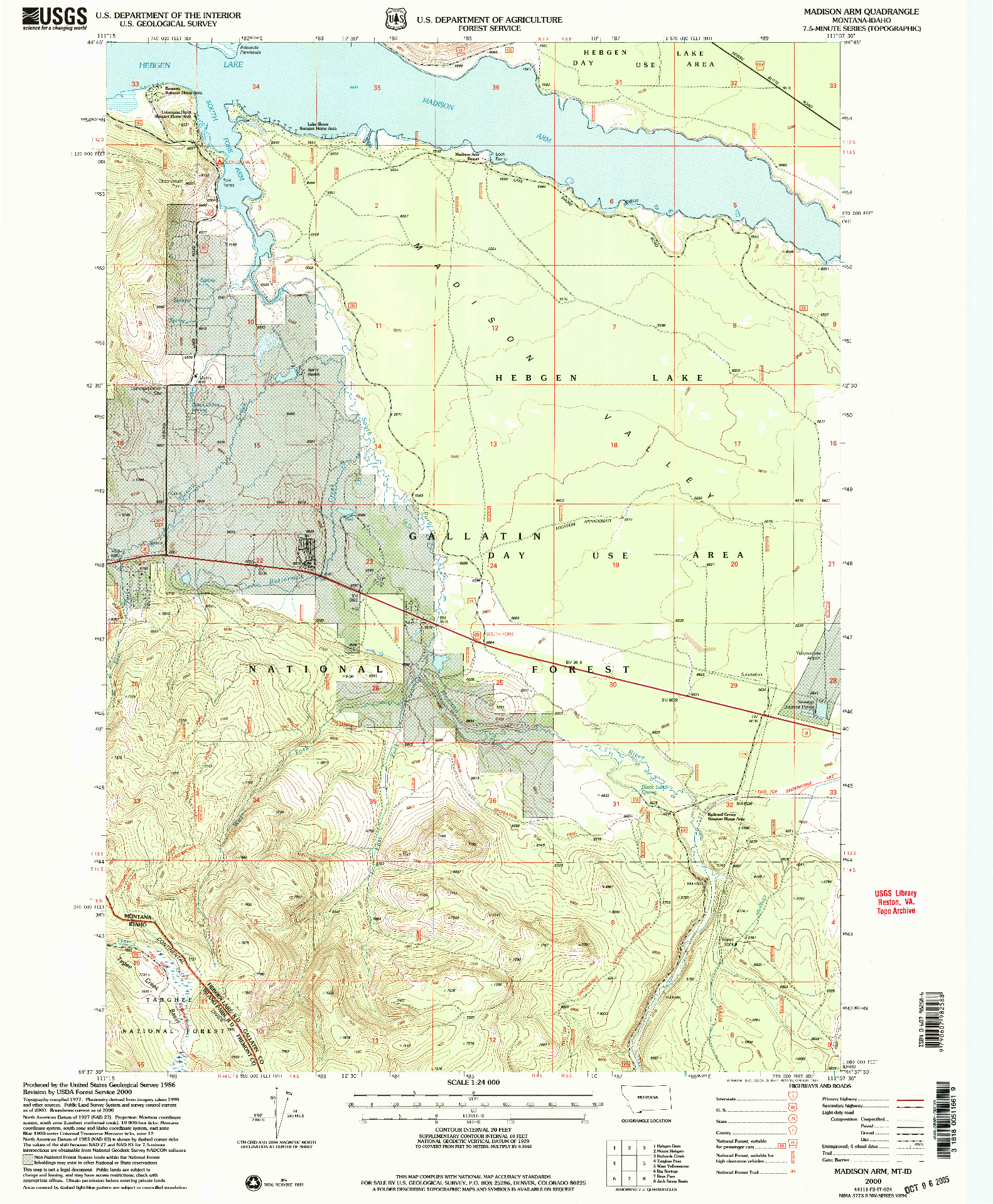 USGS 1:24000-SCALE QUADRANGLE FOR MADISON ARM, MT 2000