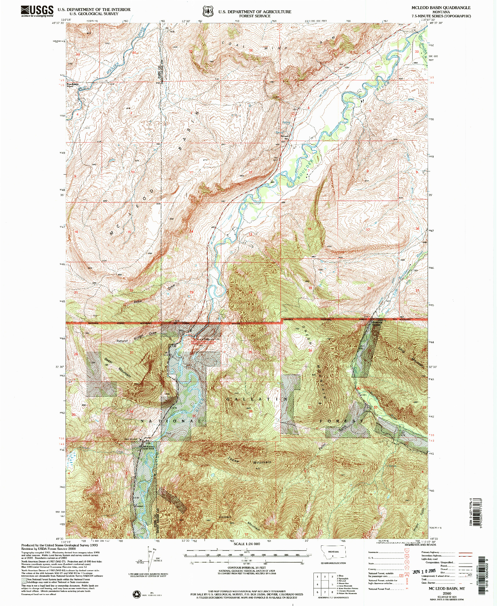 USGS 1:24000-SCALE QUADRANGLE FOR MC LEOD BASIN, MT 2000