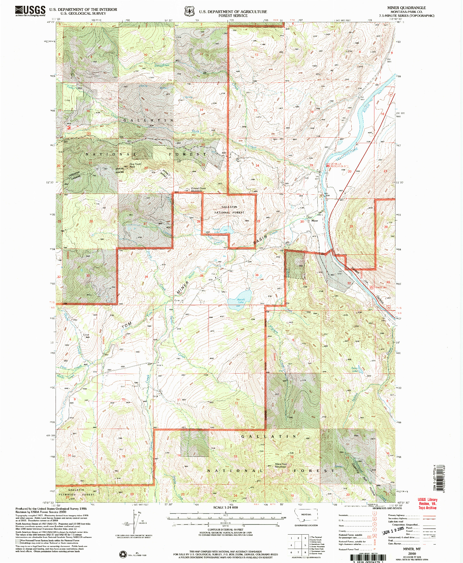 USGS 1:24000-SCALE QUADRANGLE FOR MINER, MT 2000