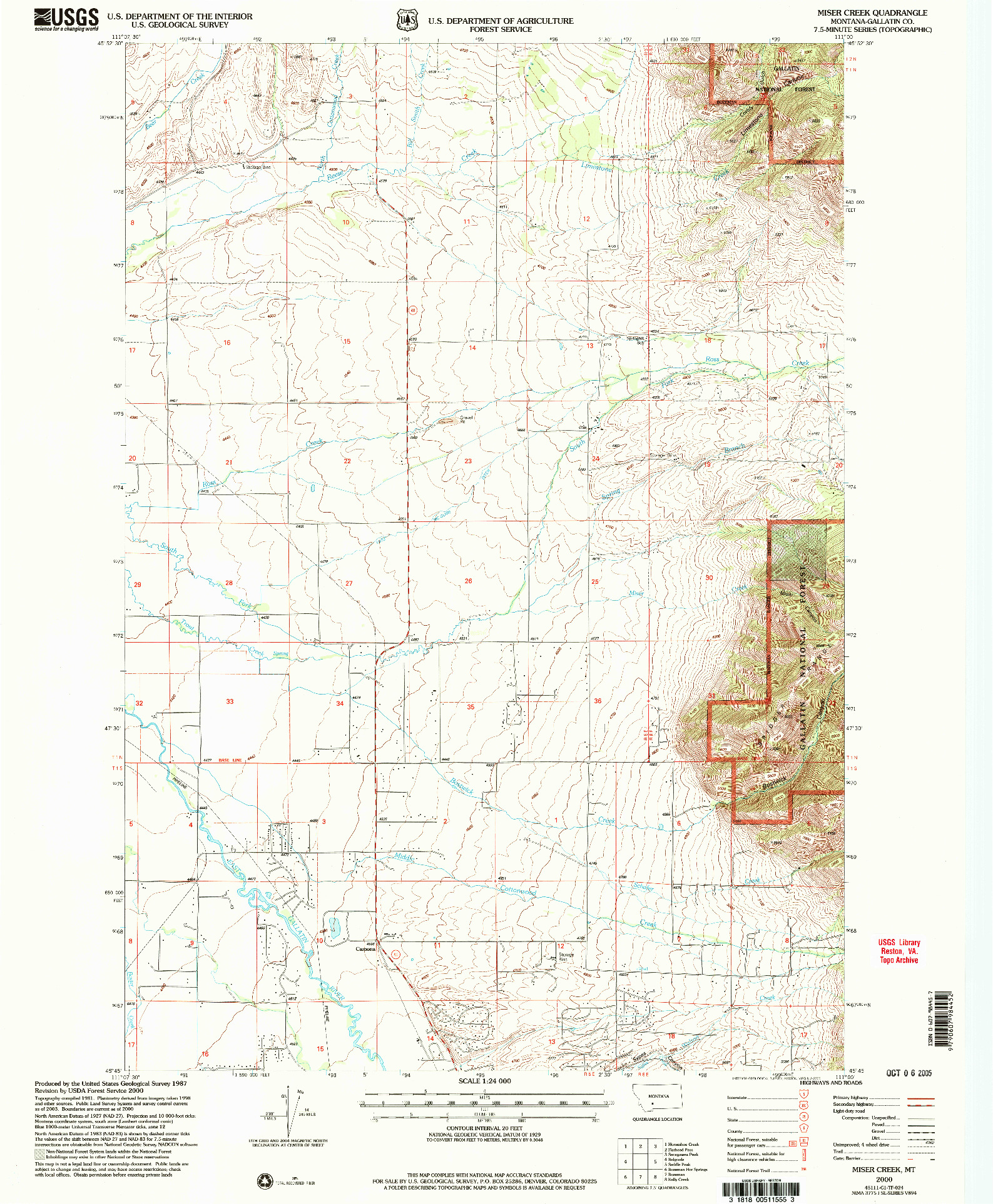 USGS 1:24000-SCALE QUADRANGLE FOR MISER CREEK, MT 2000
