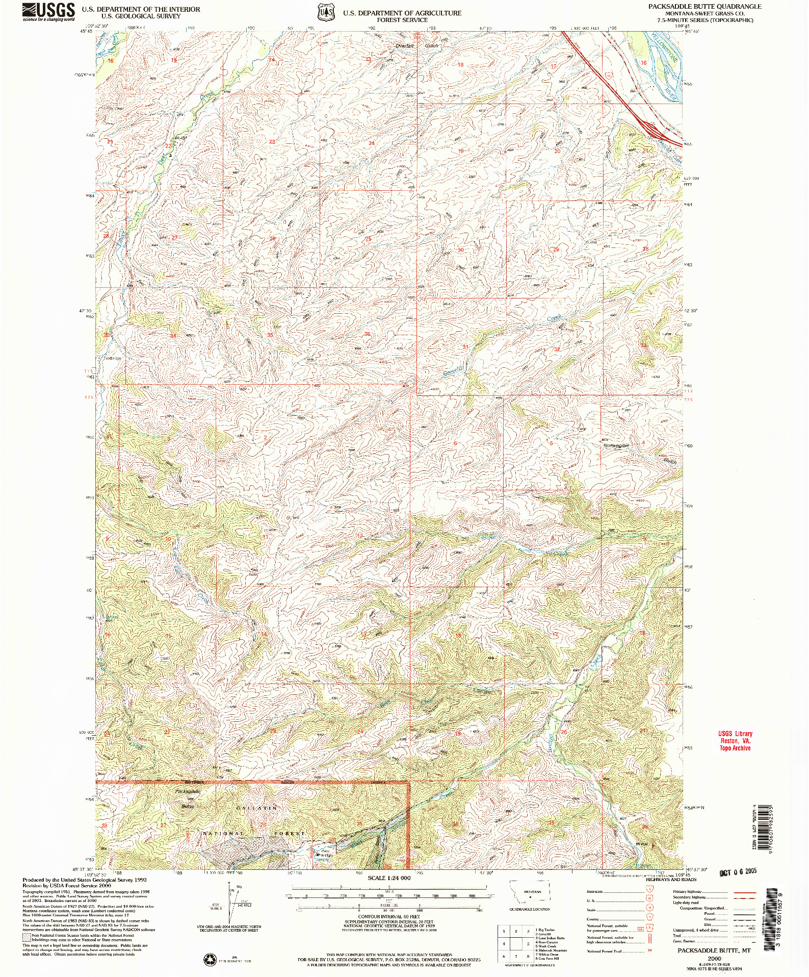 USGS 1:24000-SCALE QUADRANGLE FOR PACKSADDLE BUTTE, MT 2000