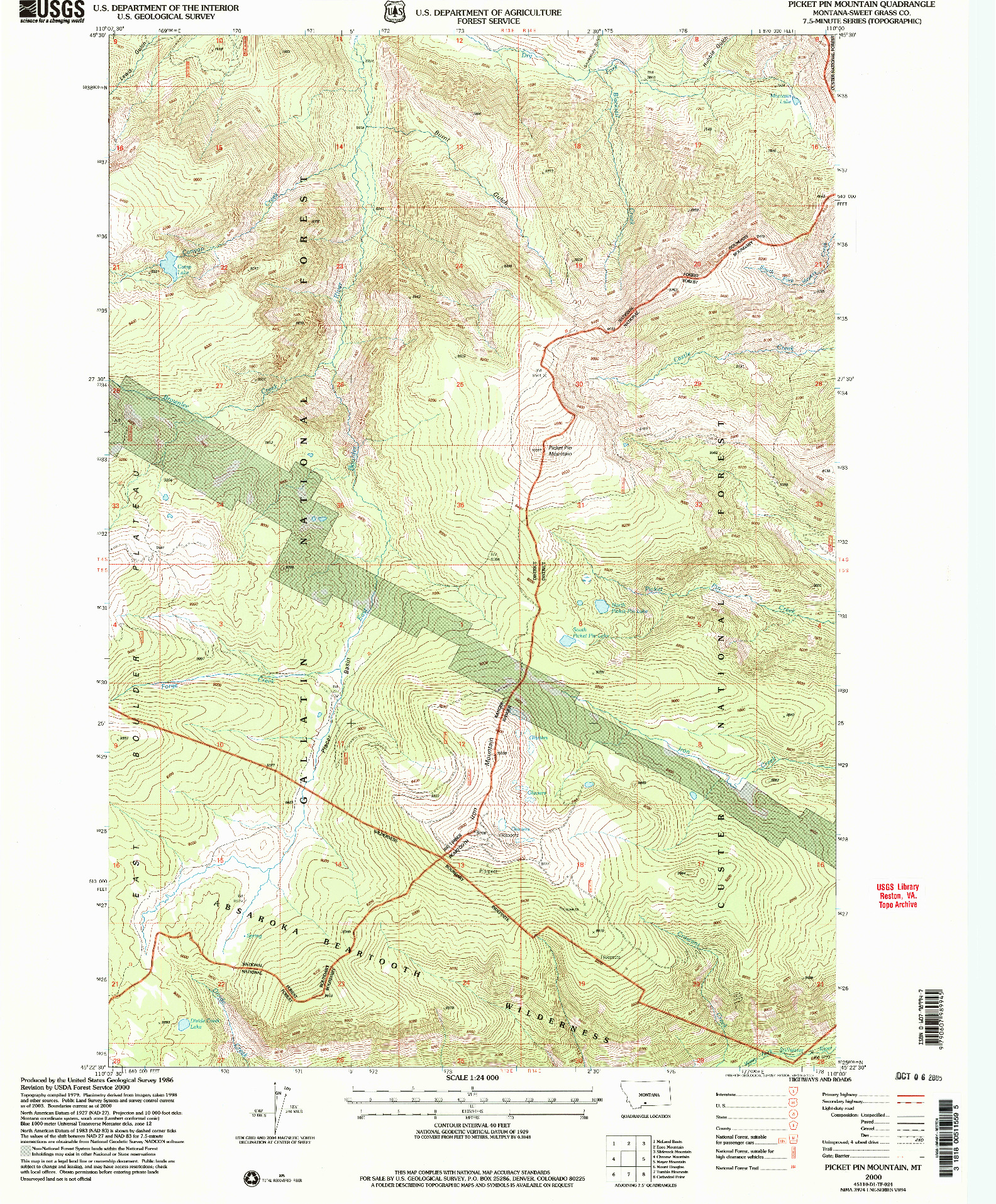 USGS 1:24000-SCALE QUADRANGLE FOR PICKET PIN MOUNTAIN, MT 2000