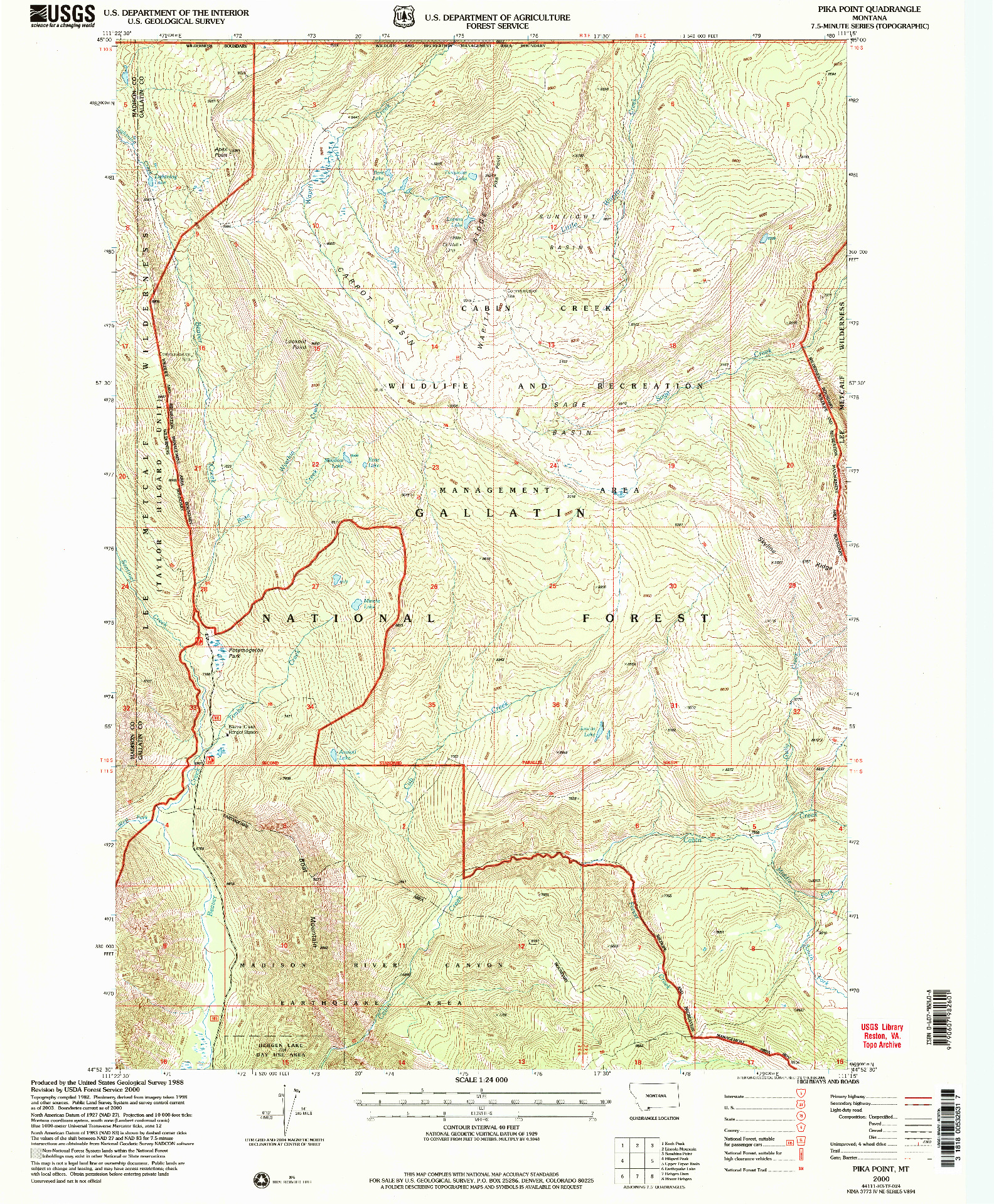 USGS 1:24000-SCALE QUADRANGLE FOR PIKA POINT, MT 2000