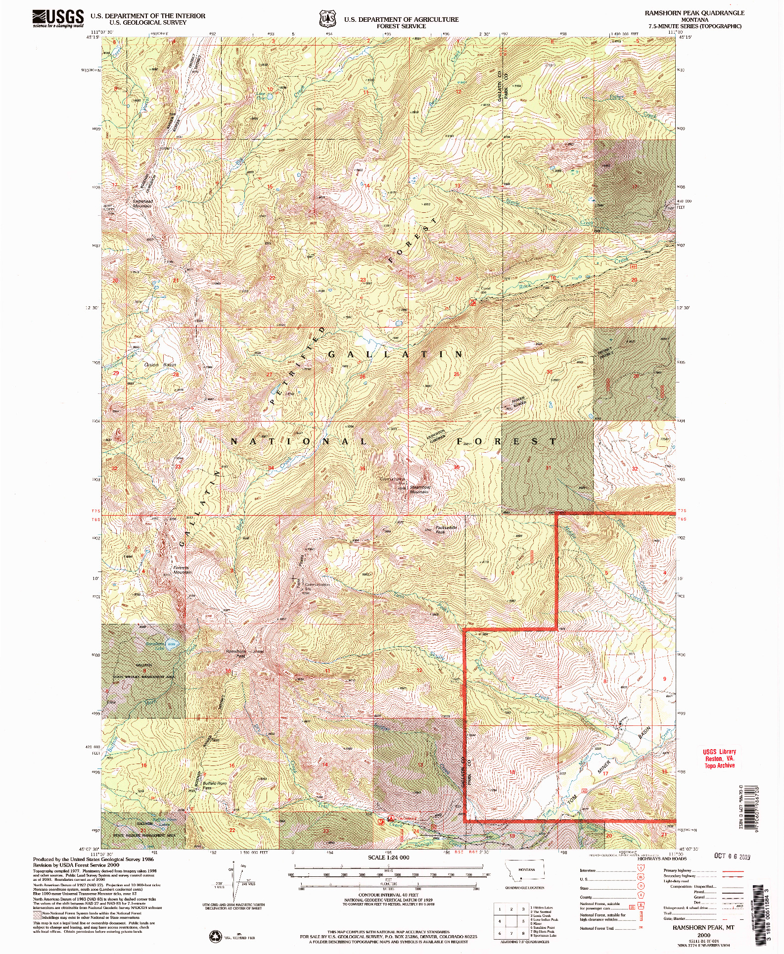 USGS 1:24000-SCALE QUADRANGLE FOR RAMSHORN PEAK, MT 2000