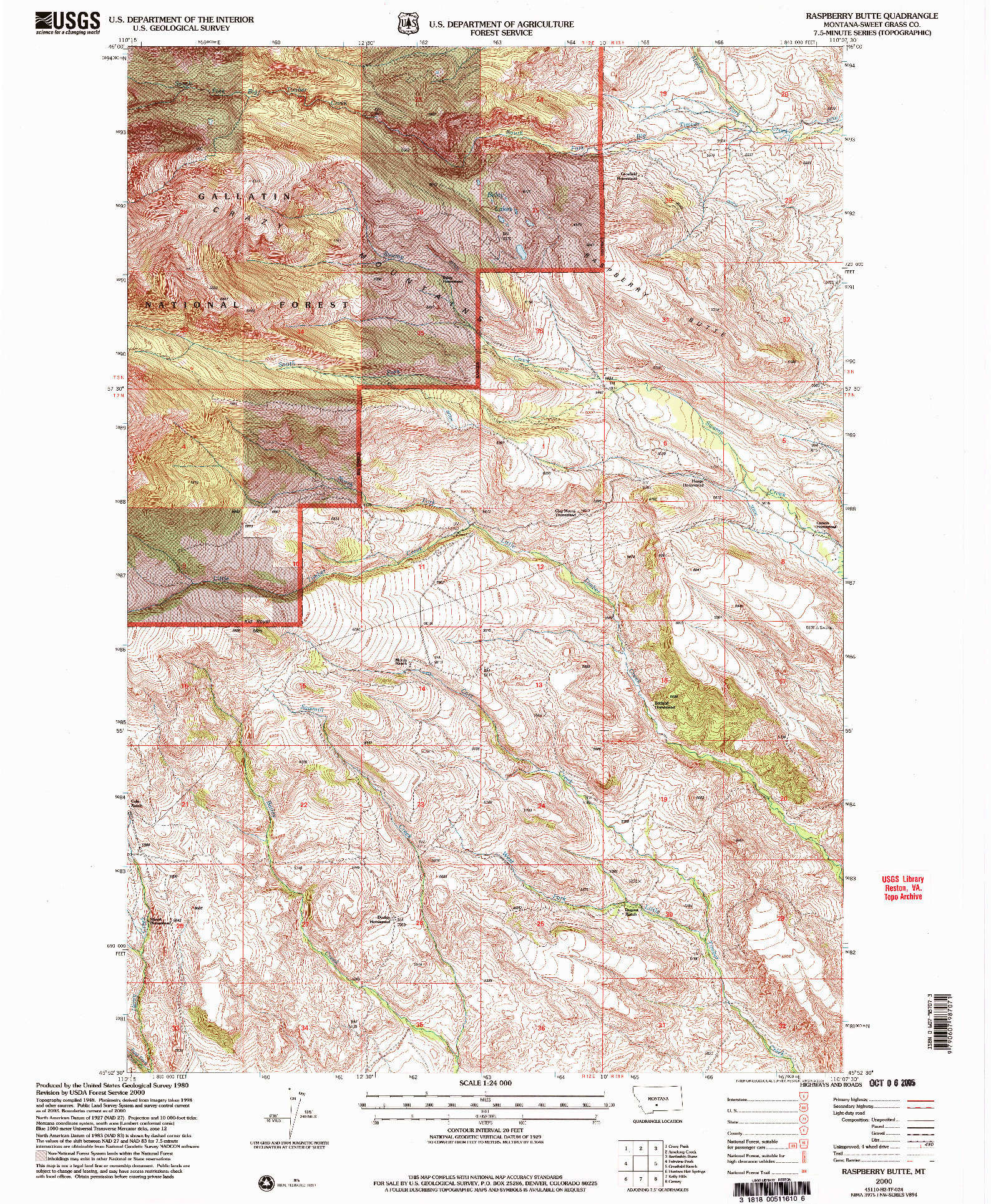 USGS 1:24000-SCALE QUADRANGLE FOR RASPBERRY BUTTE, MT 2000