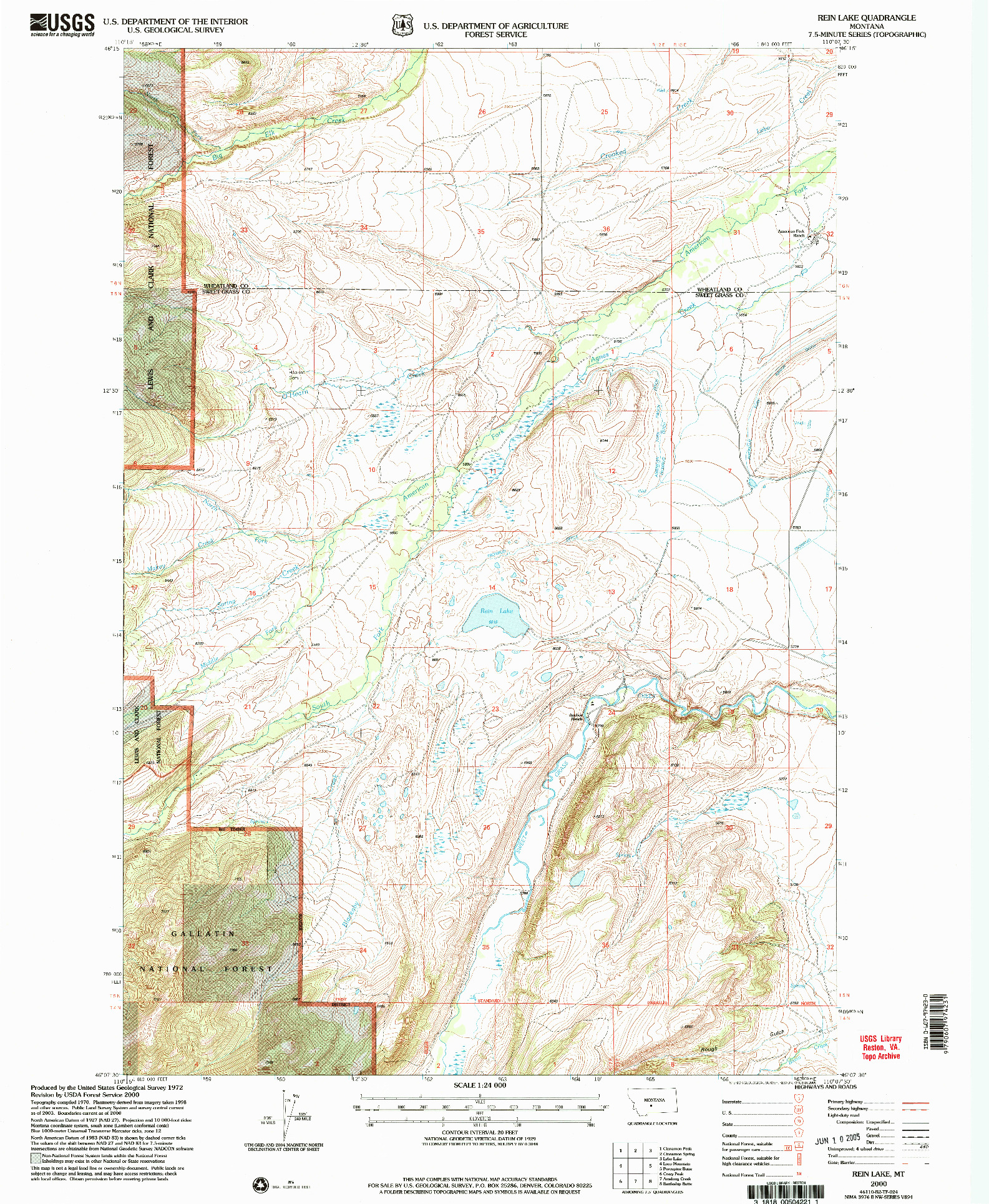 USGS 1:24000-SCALE QUADRANGLE FOR REIN LAKE, MT 2000