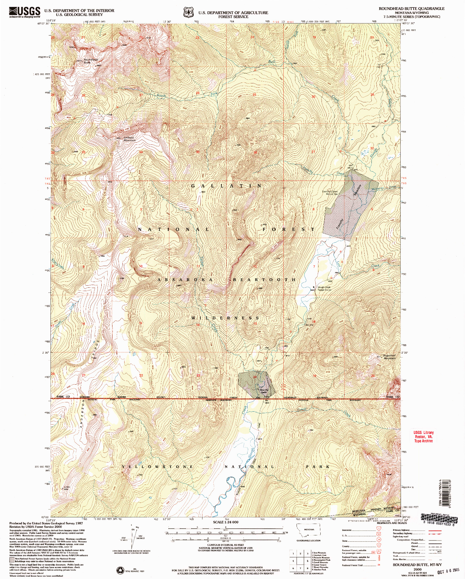USGS 1:24000-SCALE QUADRANGLE FOR ROUNDHEAD BUTTE, MT 2000
