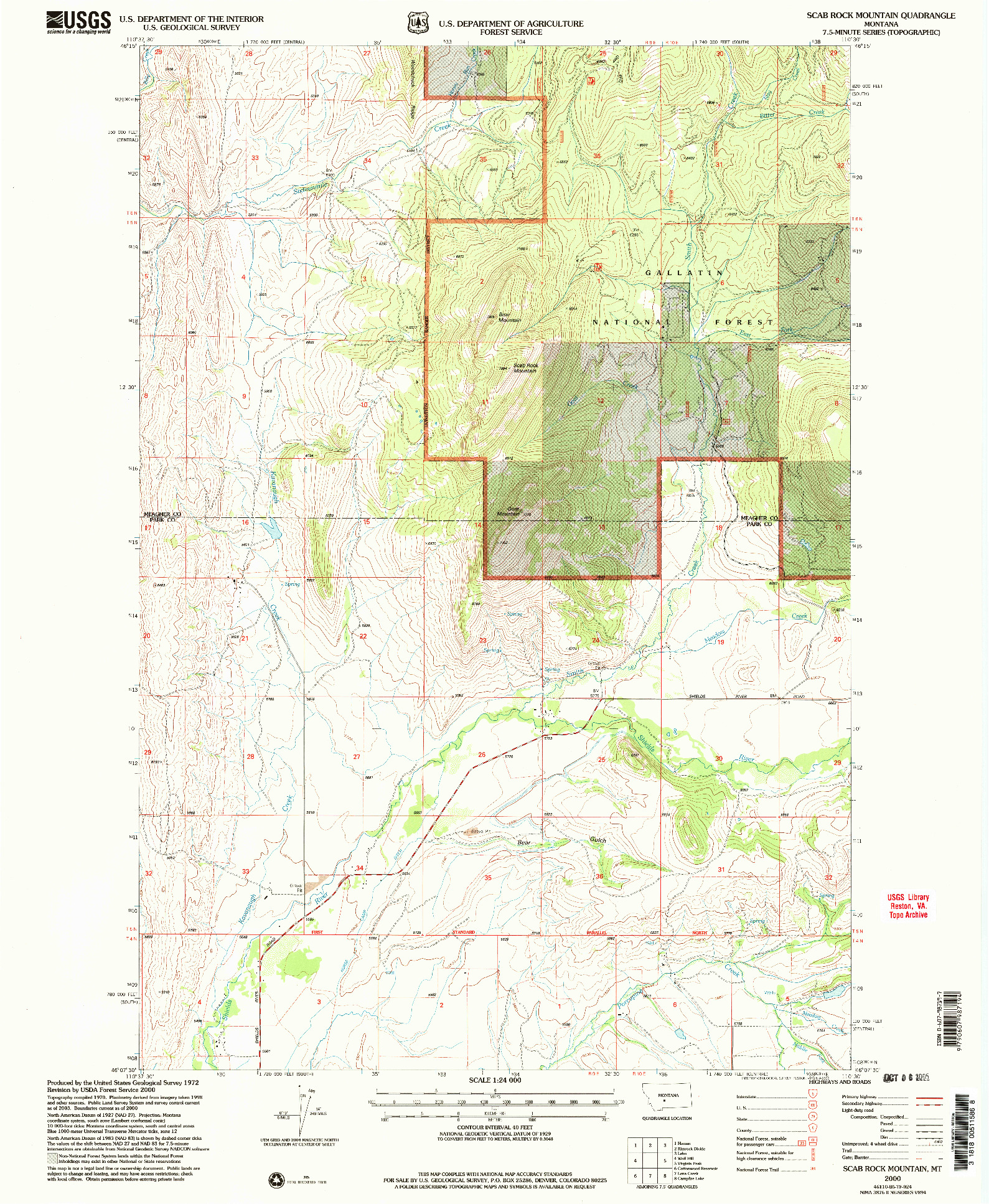 USGS 1:24000-SCALE QUADRANGLE FOR SCAB ROCK MOUNTAIN, MT 2000