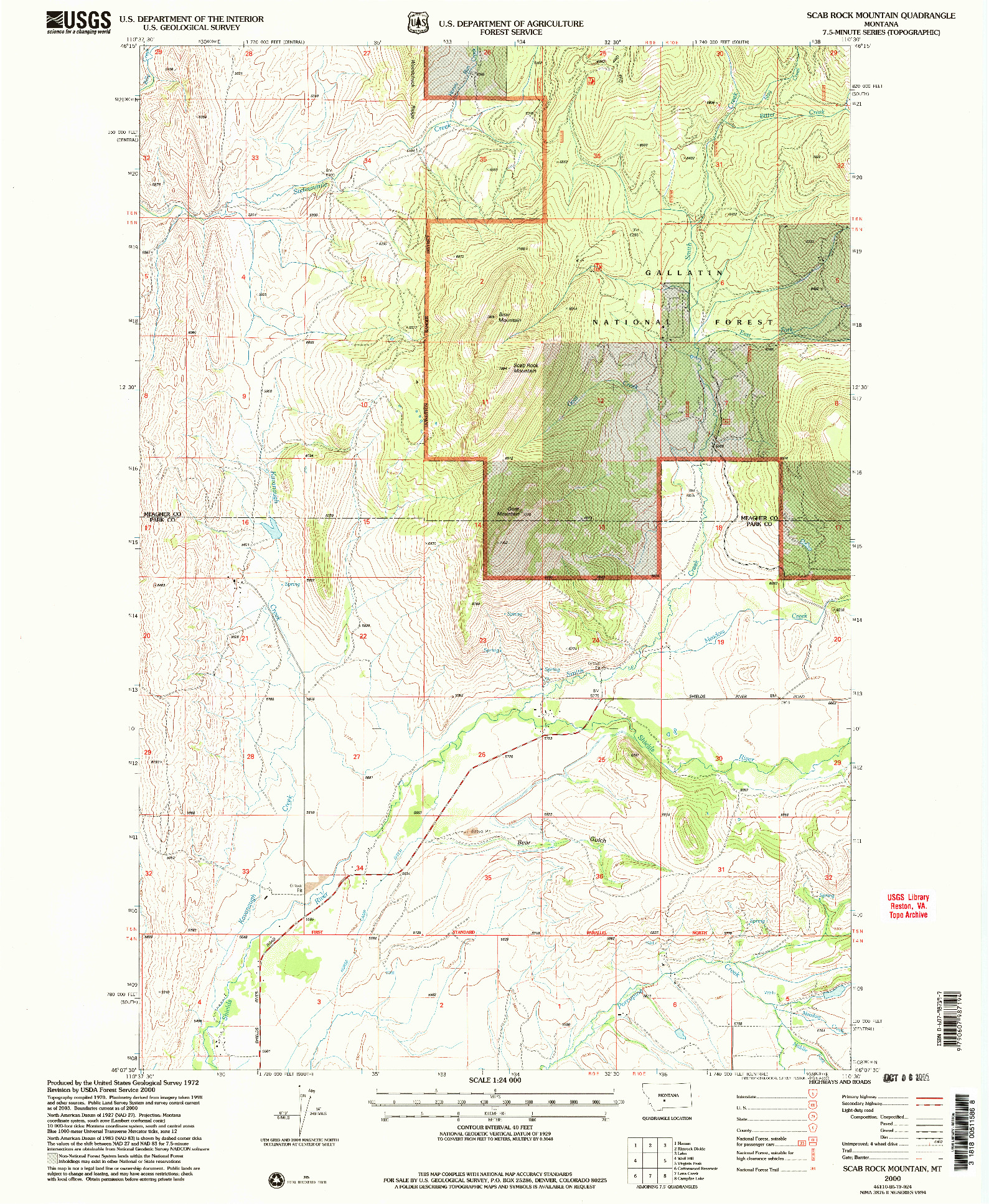 USGS 1:24000-SCALE QUADRANGLE FOR SCAB ROCK MOUNTAIN, MT 2000