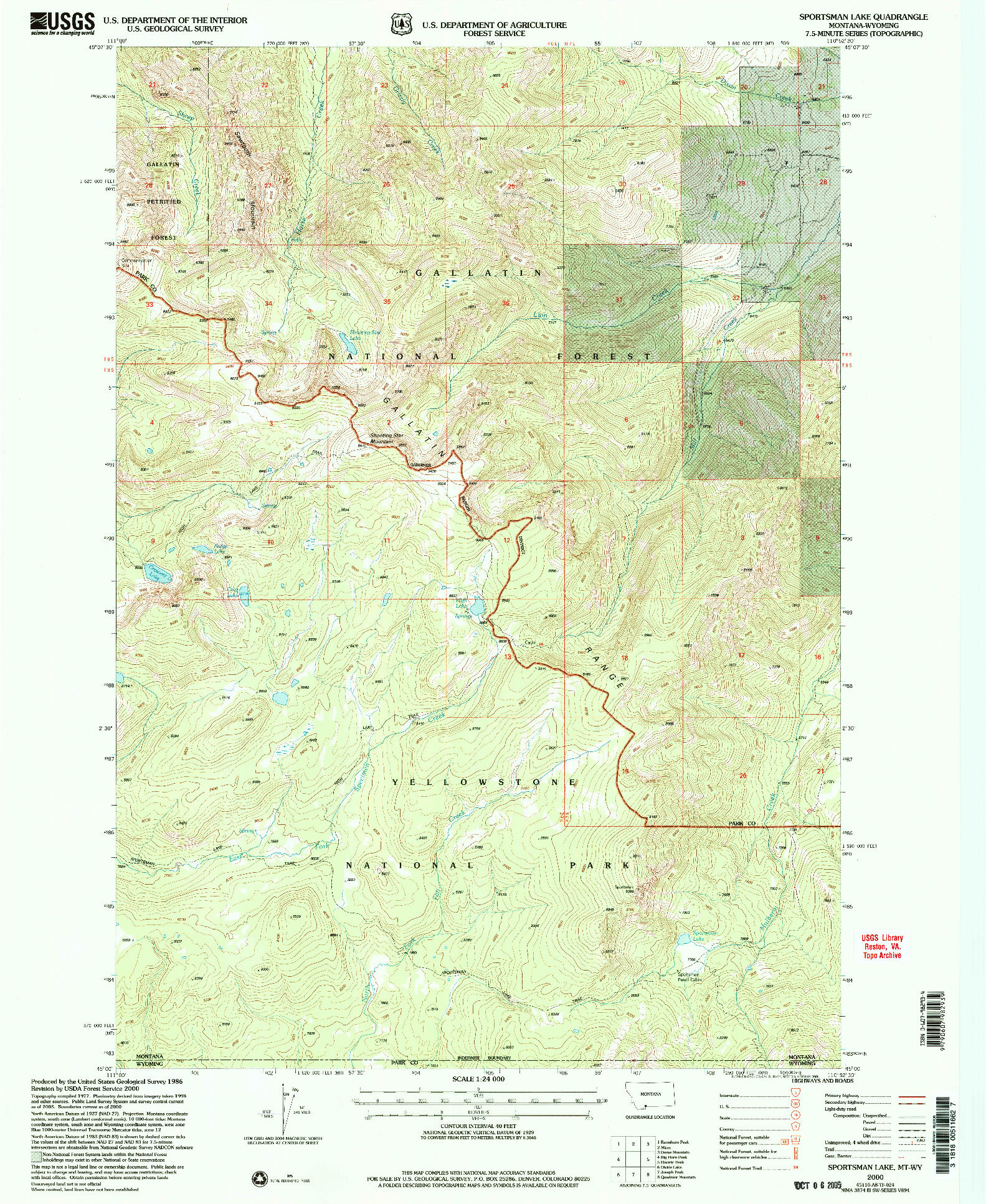 USGS 1:24000-SCALE QUADRANGLE FOR SPORTSMAN LAKE, MT 2000