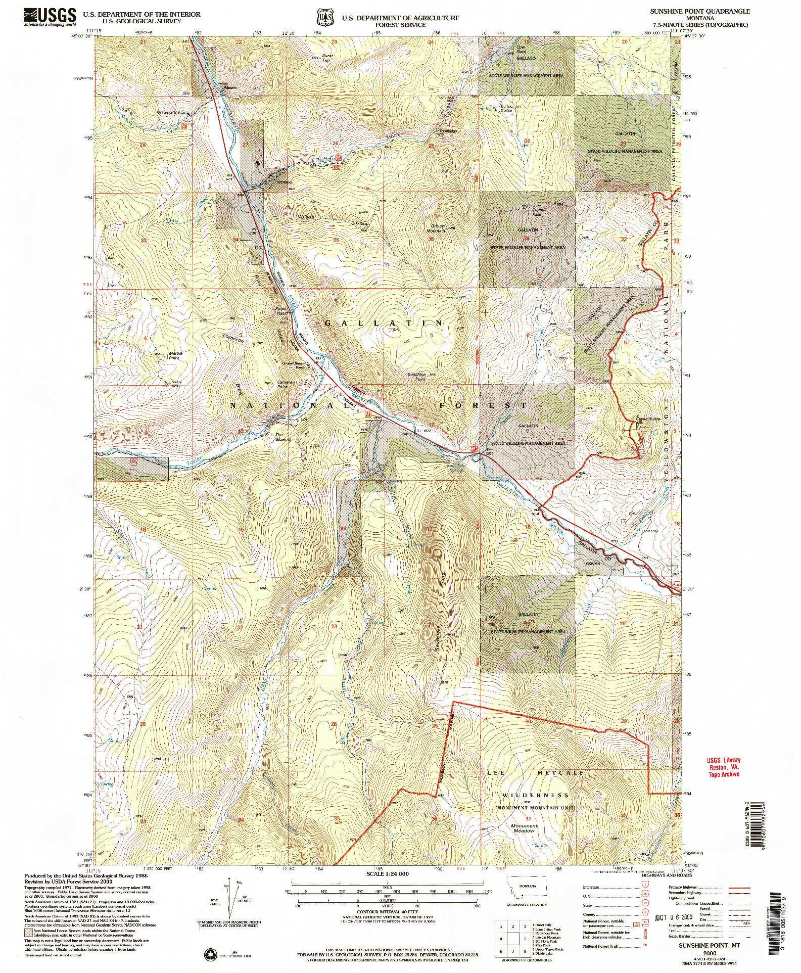 USGS 1:24000-SCALE QUADRANGLE FOR SUNSHINE POINT, MT 2000