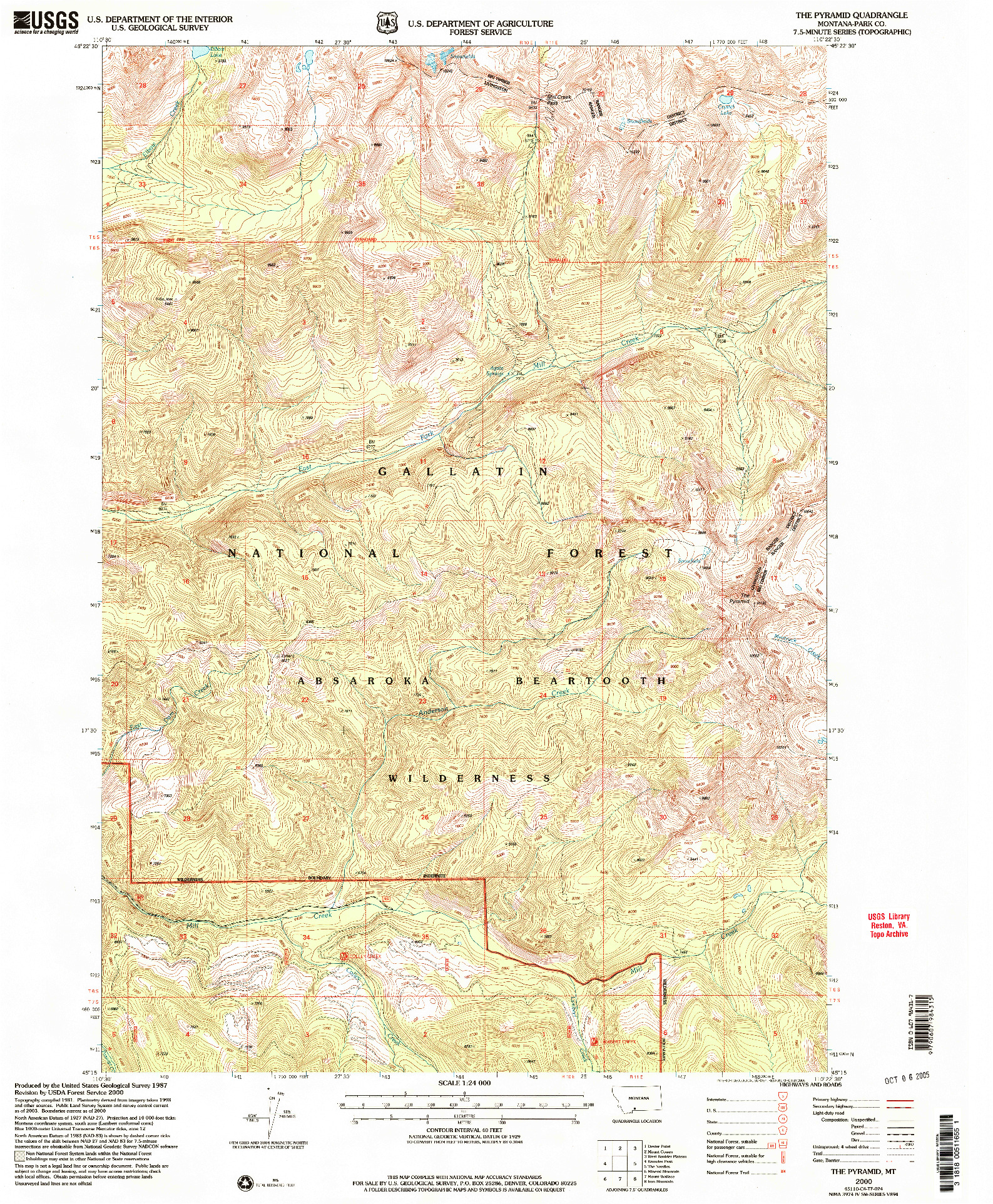 USGS 1:24000-SCALE QUADRANGLE FOR THE PYRAMID, MT 2000