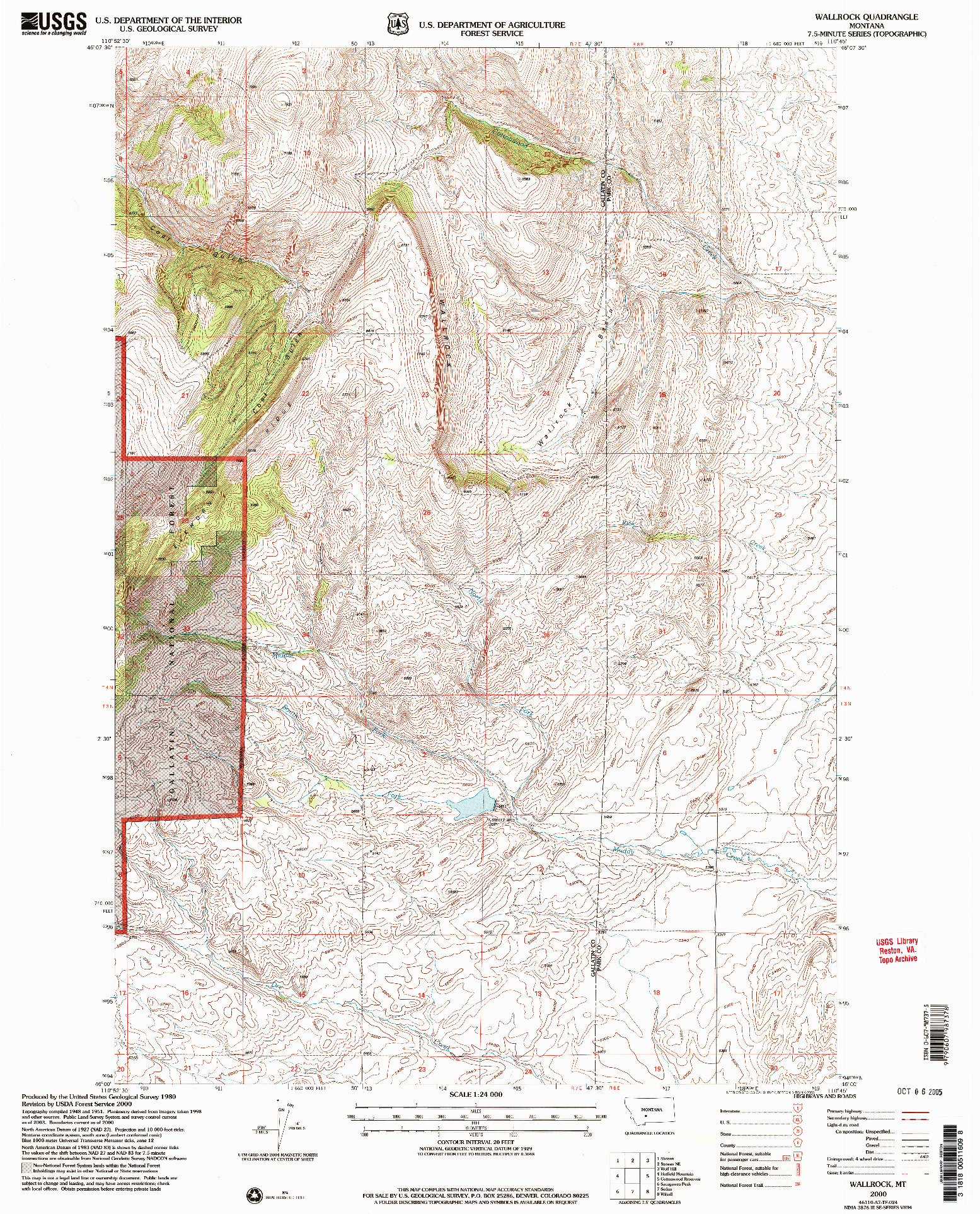 USGS 1:24000-SCALE QUADRANGLE FOR WALLROCK, MT 2000