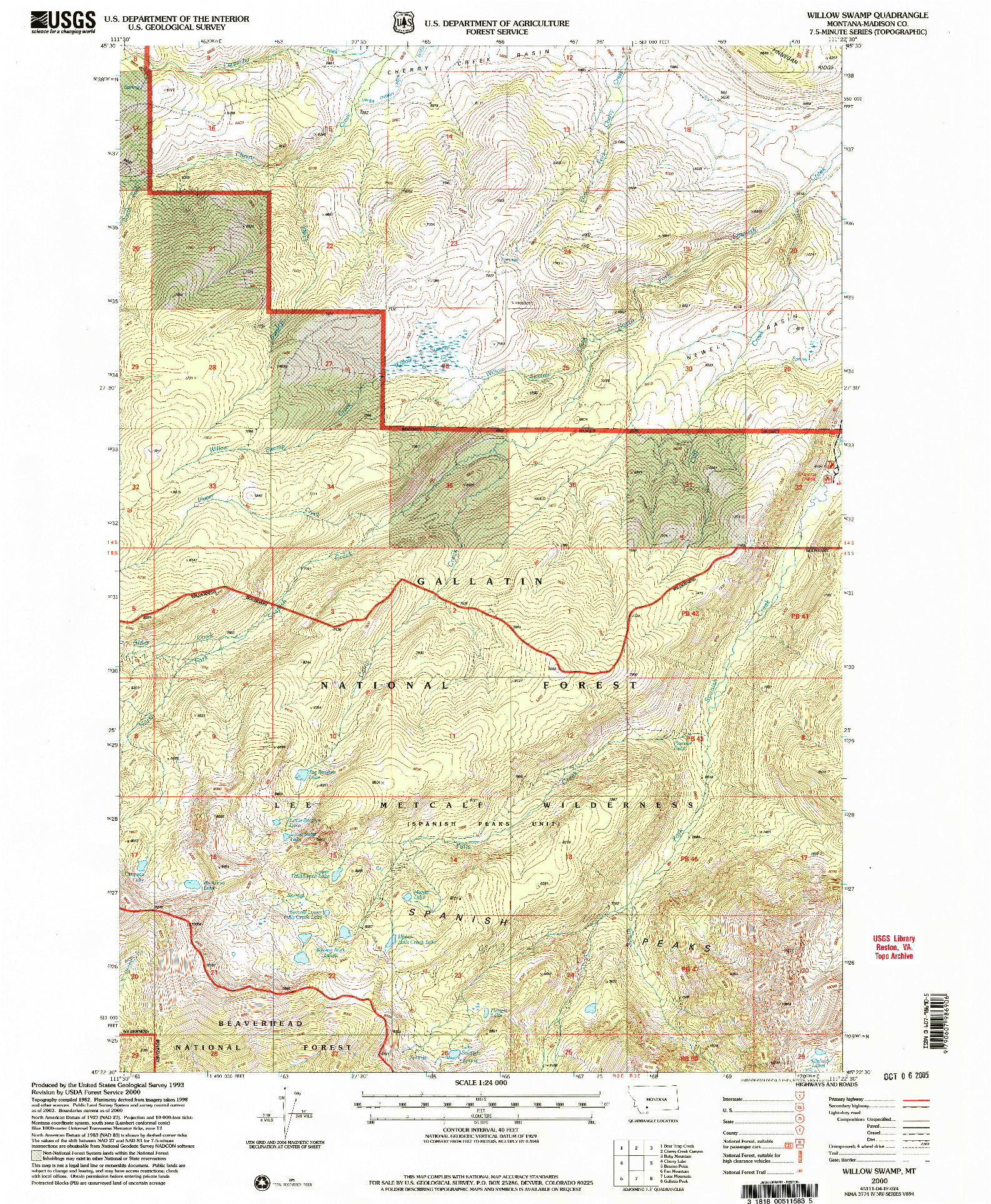 USGS 1:24000-SCALE QUADRANGLE FOR WILLOW SWAMP, MT 2000