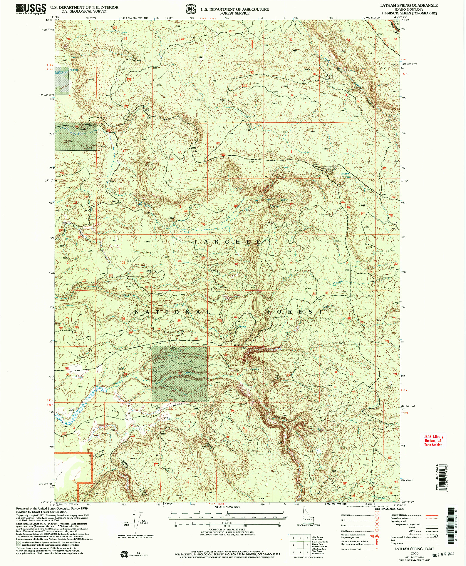 USGS 1:24000-SCALE QUADRANGLE FOR LATHAM SPRING, ID 2000