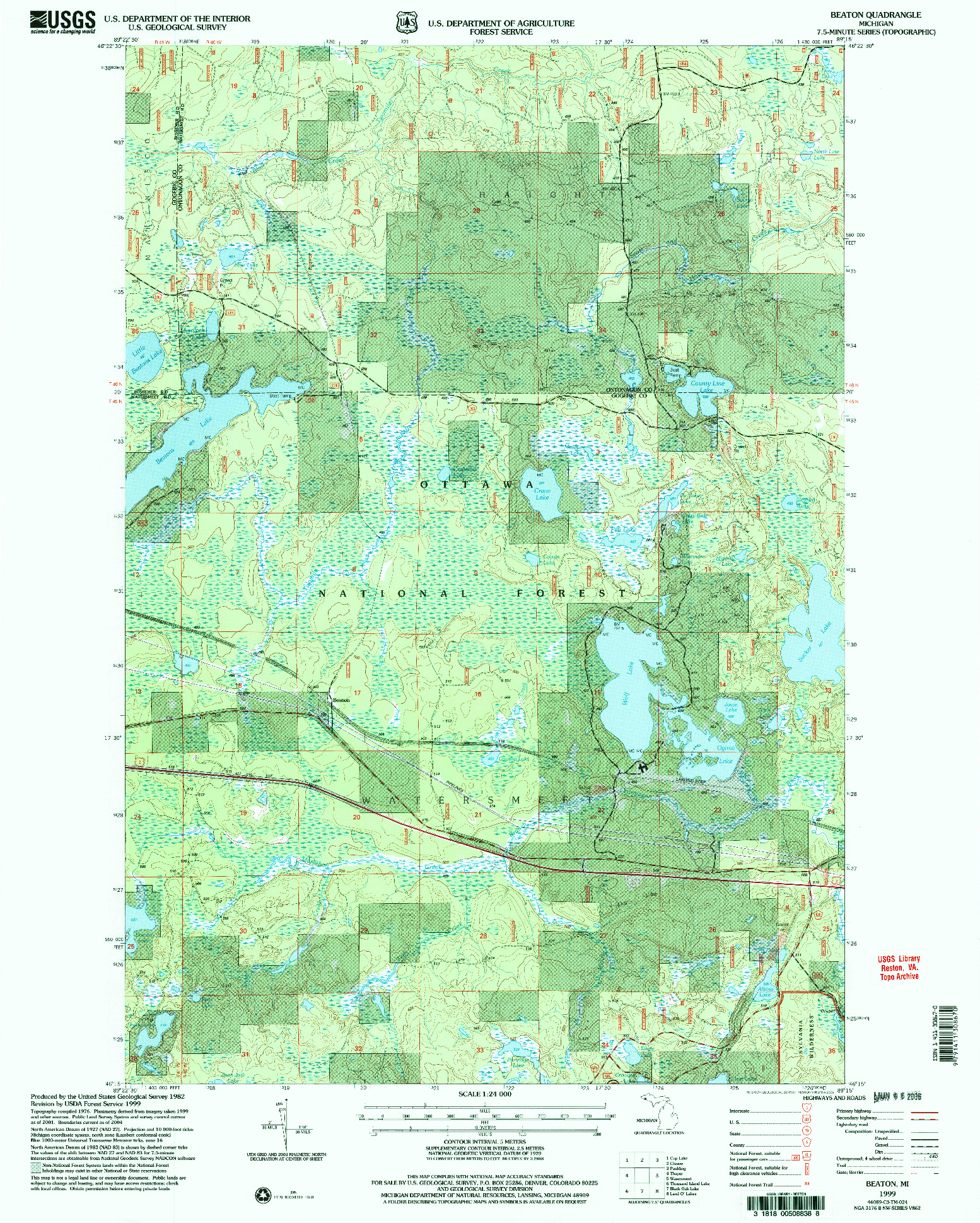USGS 1:24000-SCALE QUADRANGLE FOR BEATON, MI 1999