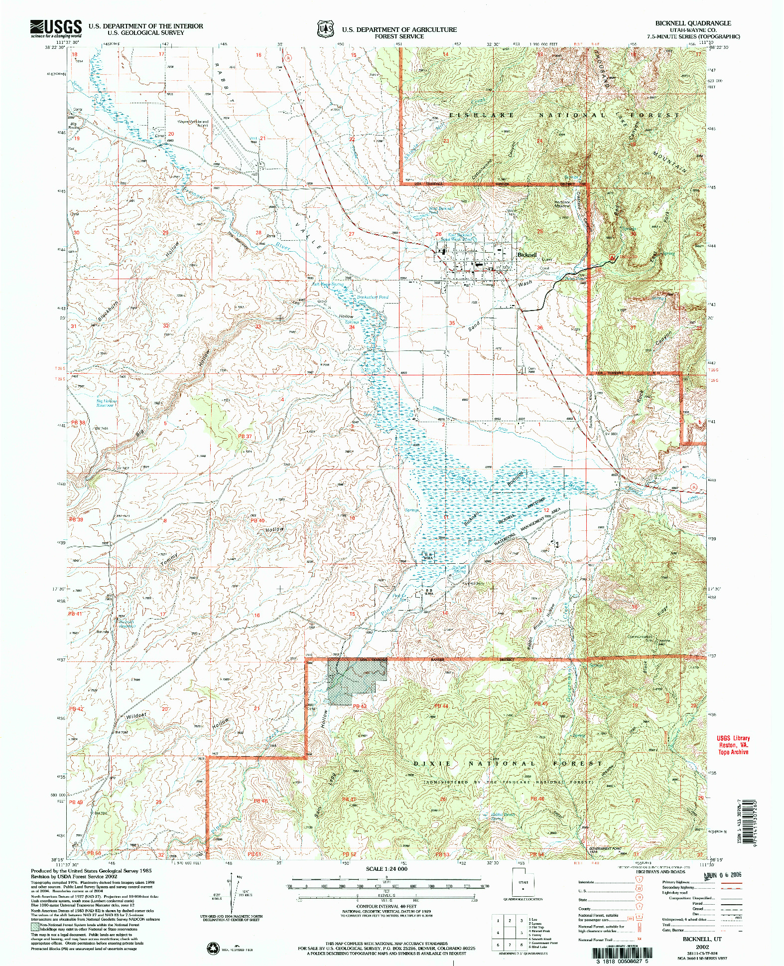 USGS 1:24000-SCALE QUADRANGLE FOR BICKNELL, UT 2002