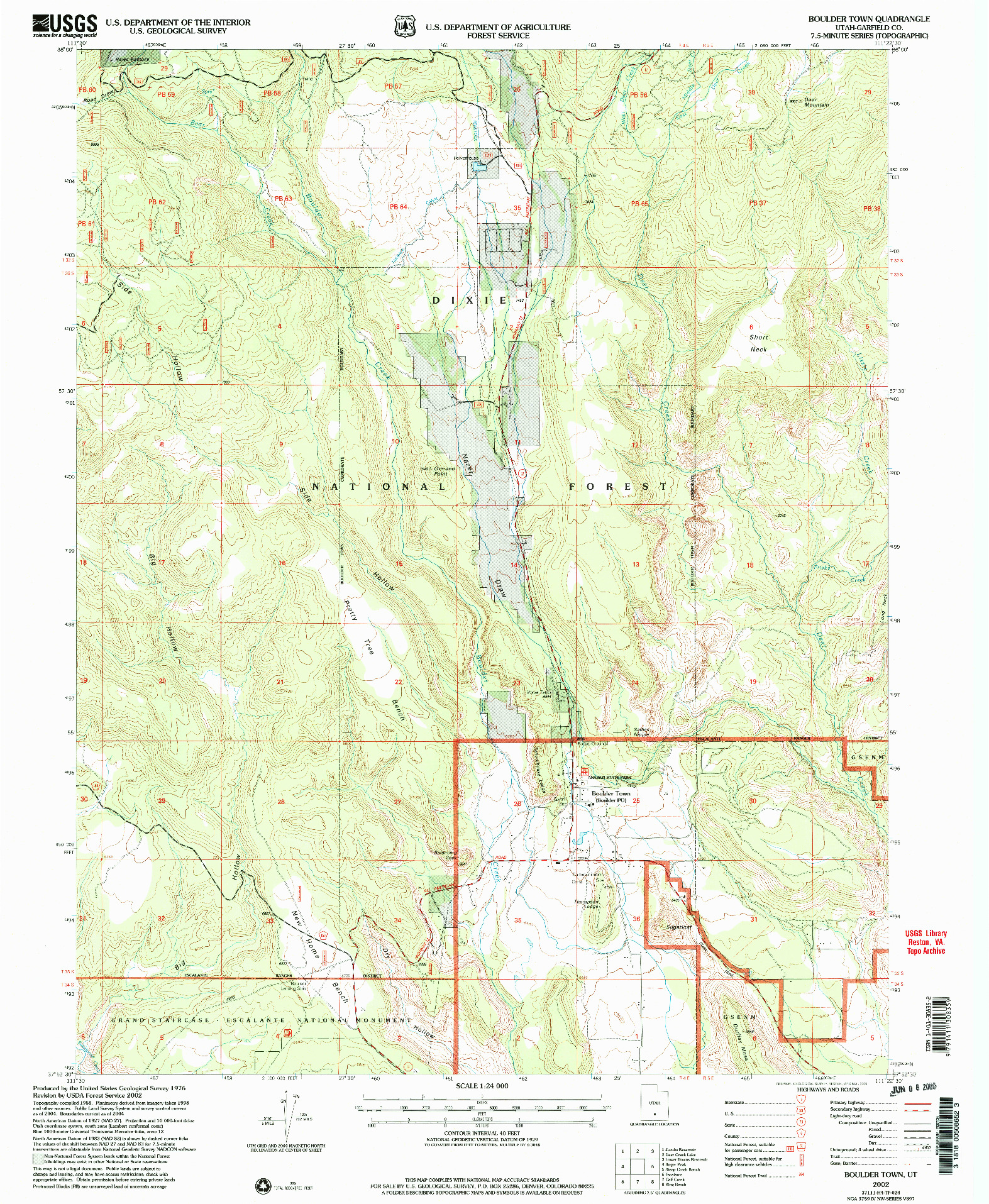 USGS 1:24000-SCALE QUADRANGLE FOR BOULDER TOWN, UT 2002