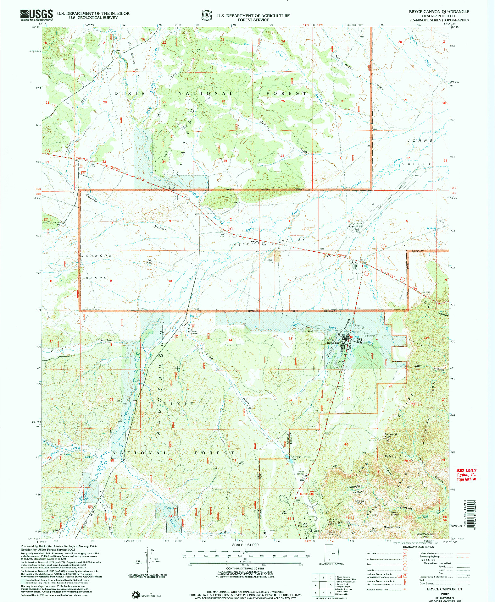 USGS 1:24000-SCALE QUADRANGLE FOR BRYCE CANYON, UT 2002