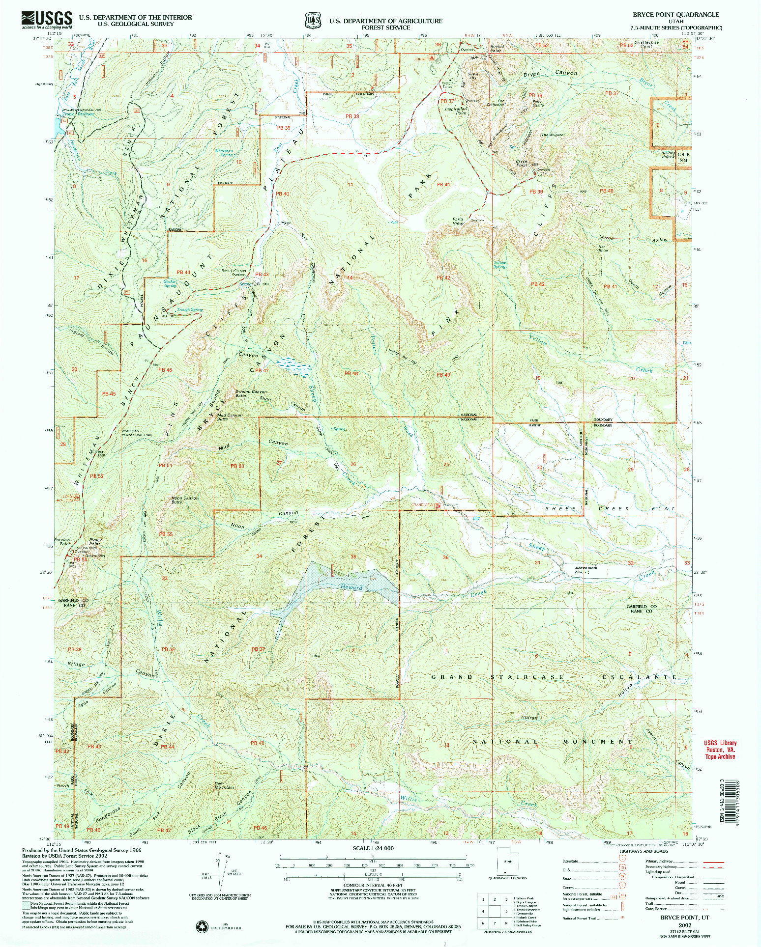 USGS 1:24000-SCALE QUADRANGLE FOR BRYCE POINT, UT 2002