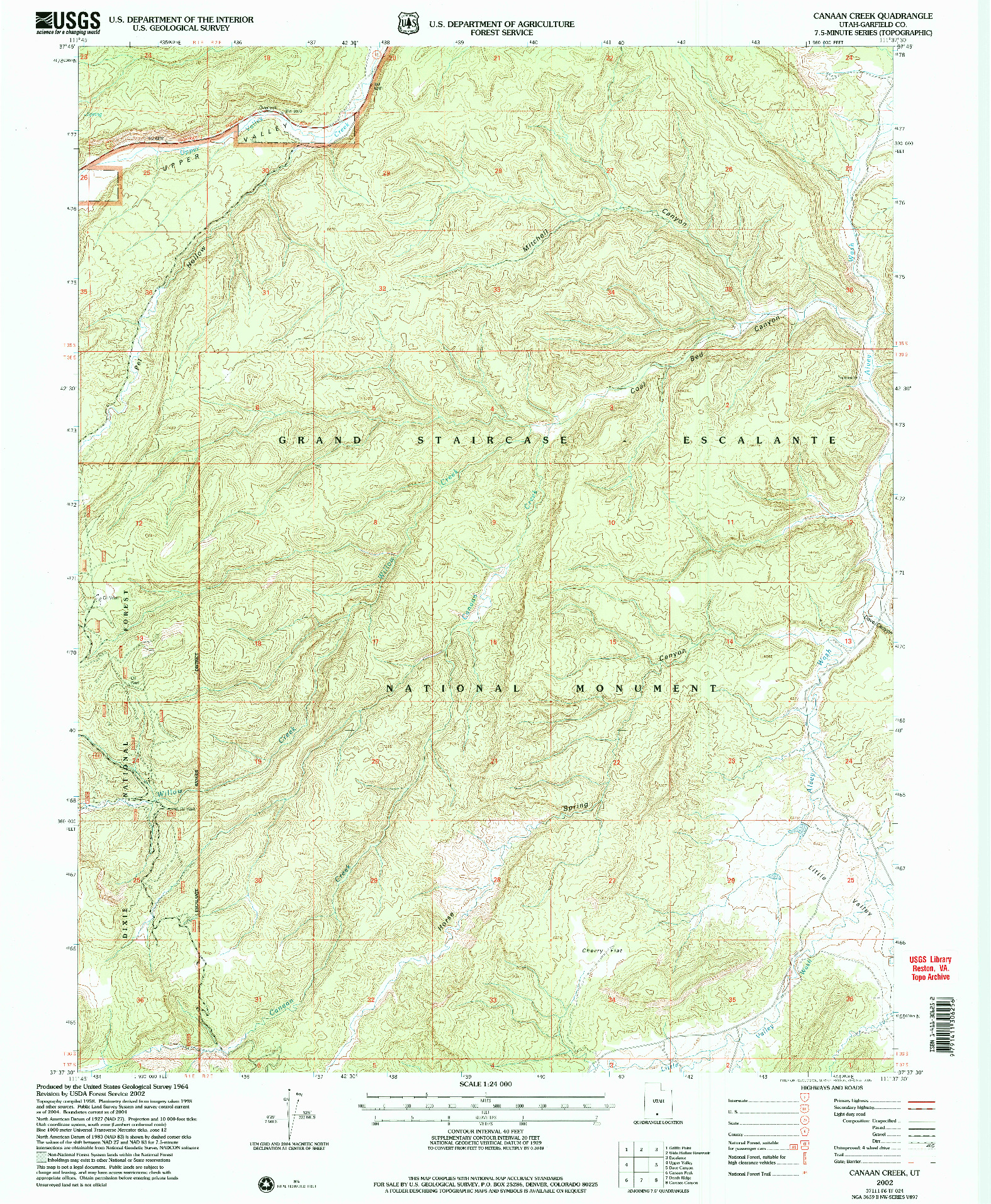 USGS 1:24000-SCALE QUADRANGLE FOR CANAAN CREEK, UT 2002