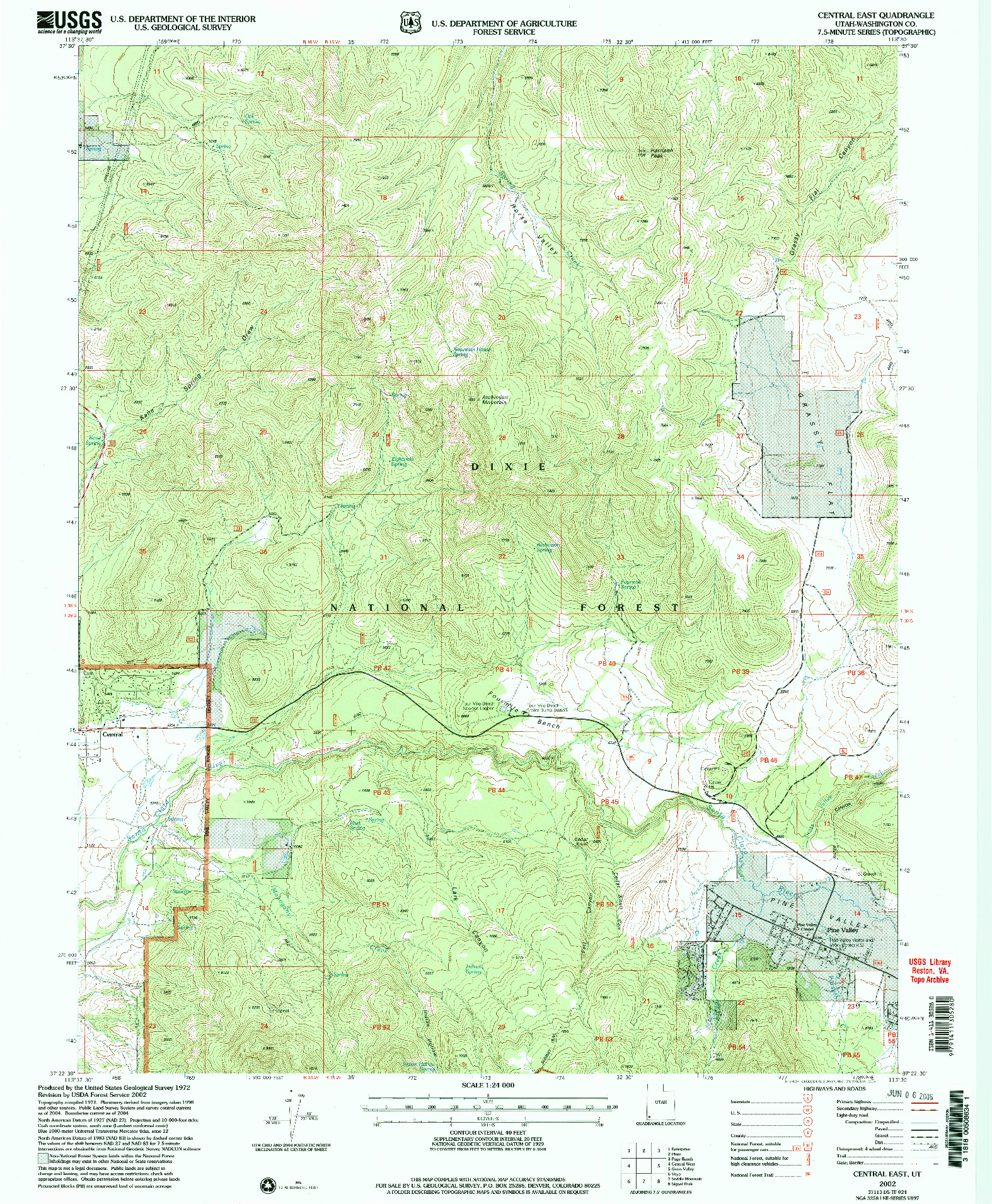 USGS 1:24000-SCALE QUADRANGLE FOR CENTRAL EAST, UT 2002