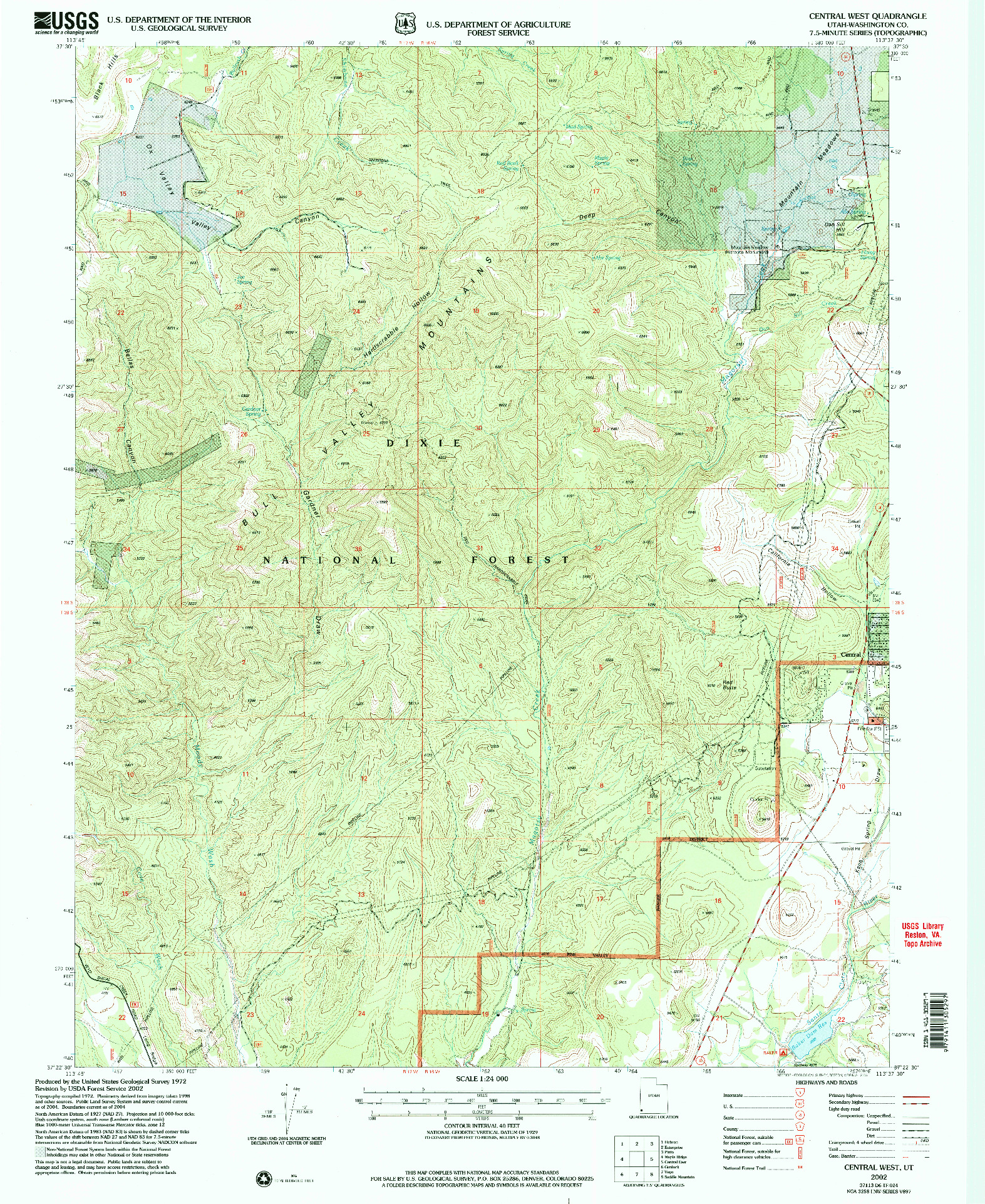 USGS 1:24000-SCALE QUADRANGLE FOR CENTRAL WEST, UT 2002