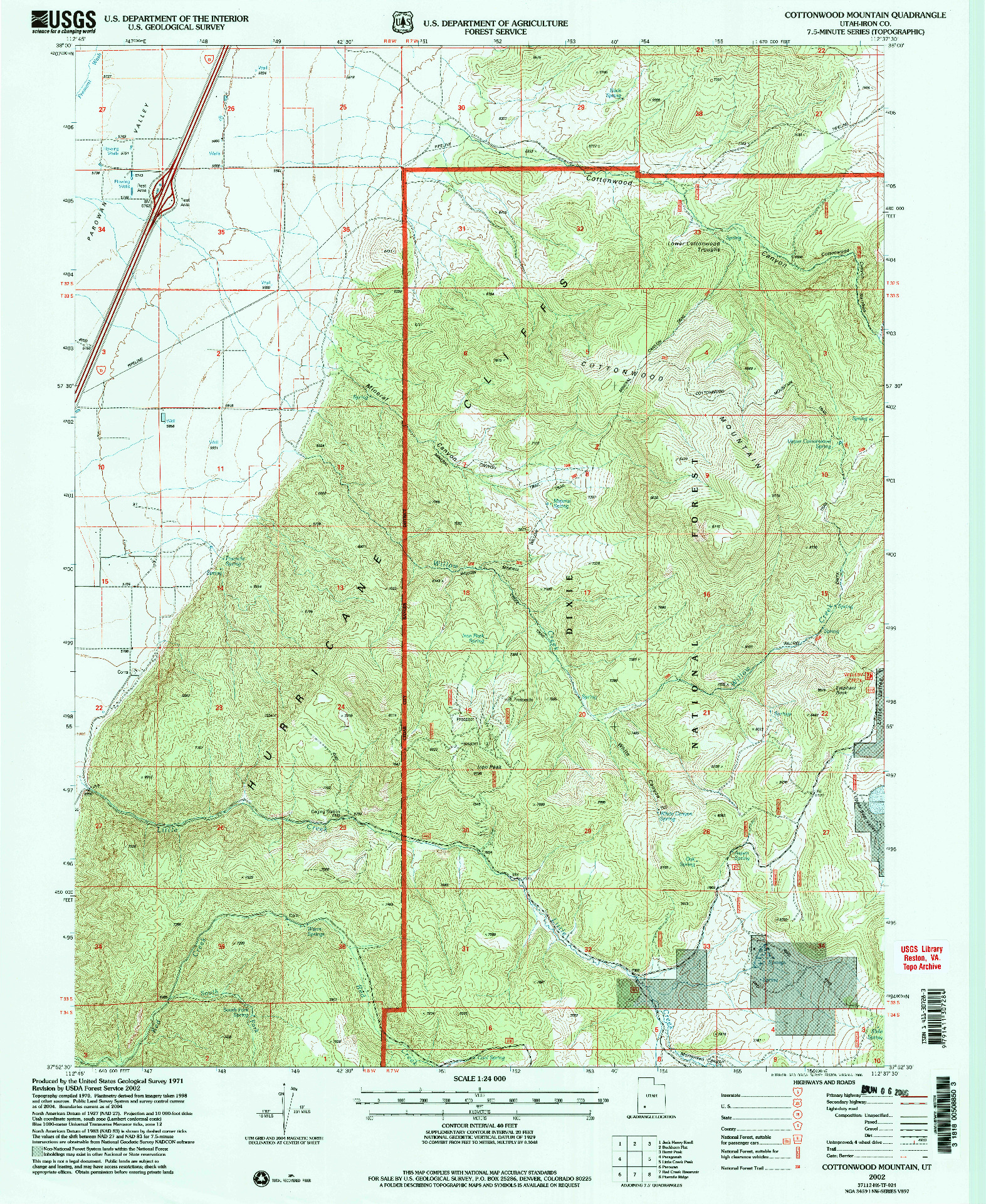 USGS 1:24000-SCALE QUADRANGLE FOR COTTONWOOD MOUNTAIN, UT 2002