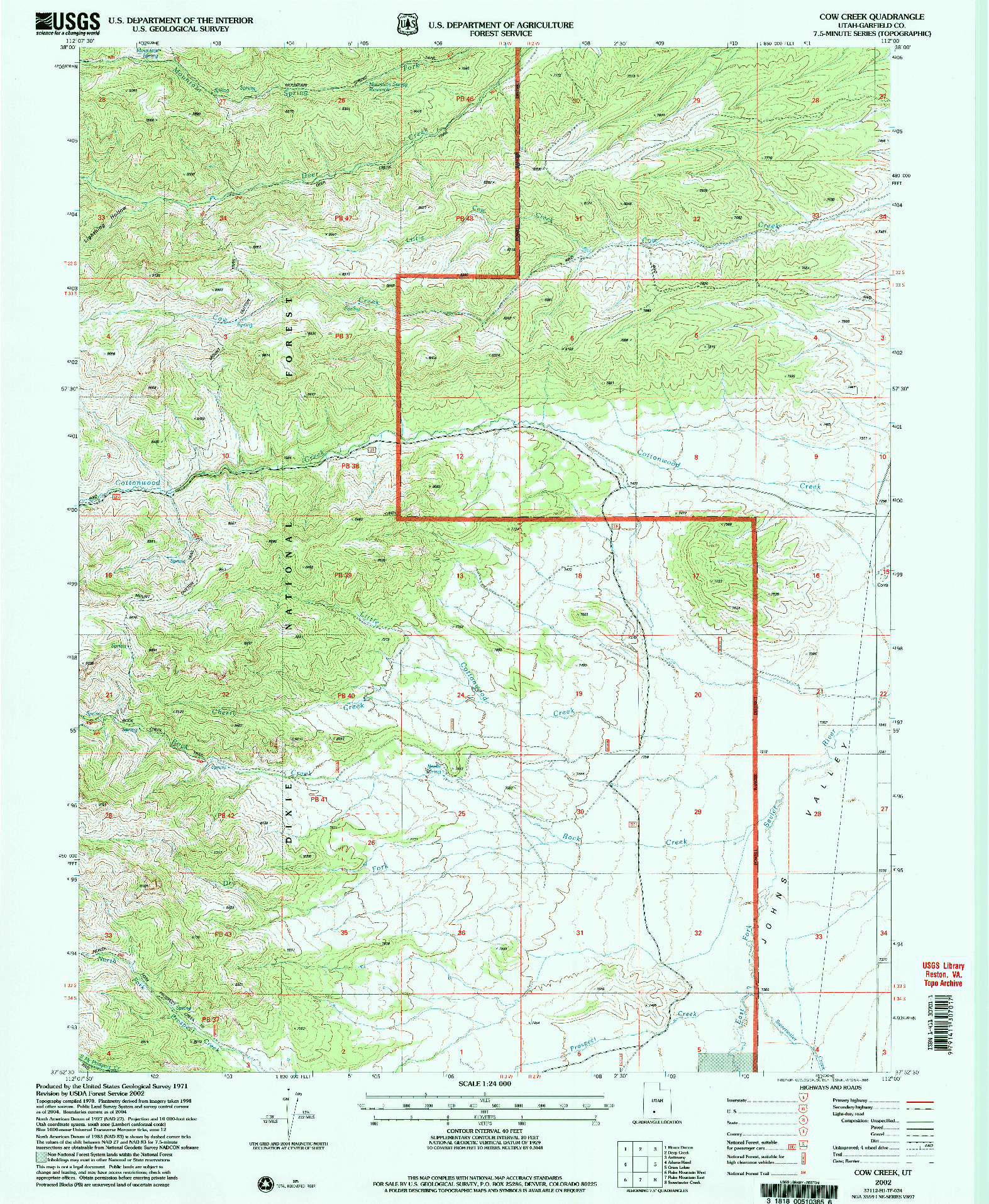 USGS 1:24000-SCALE QUADRANGLE FOR COW CREEK, UT 2002