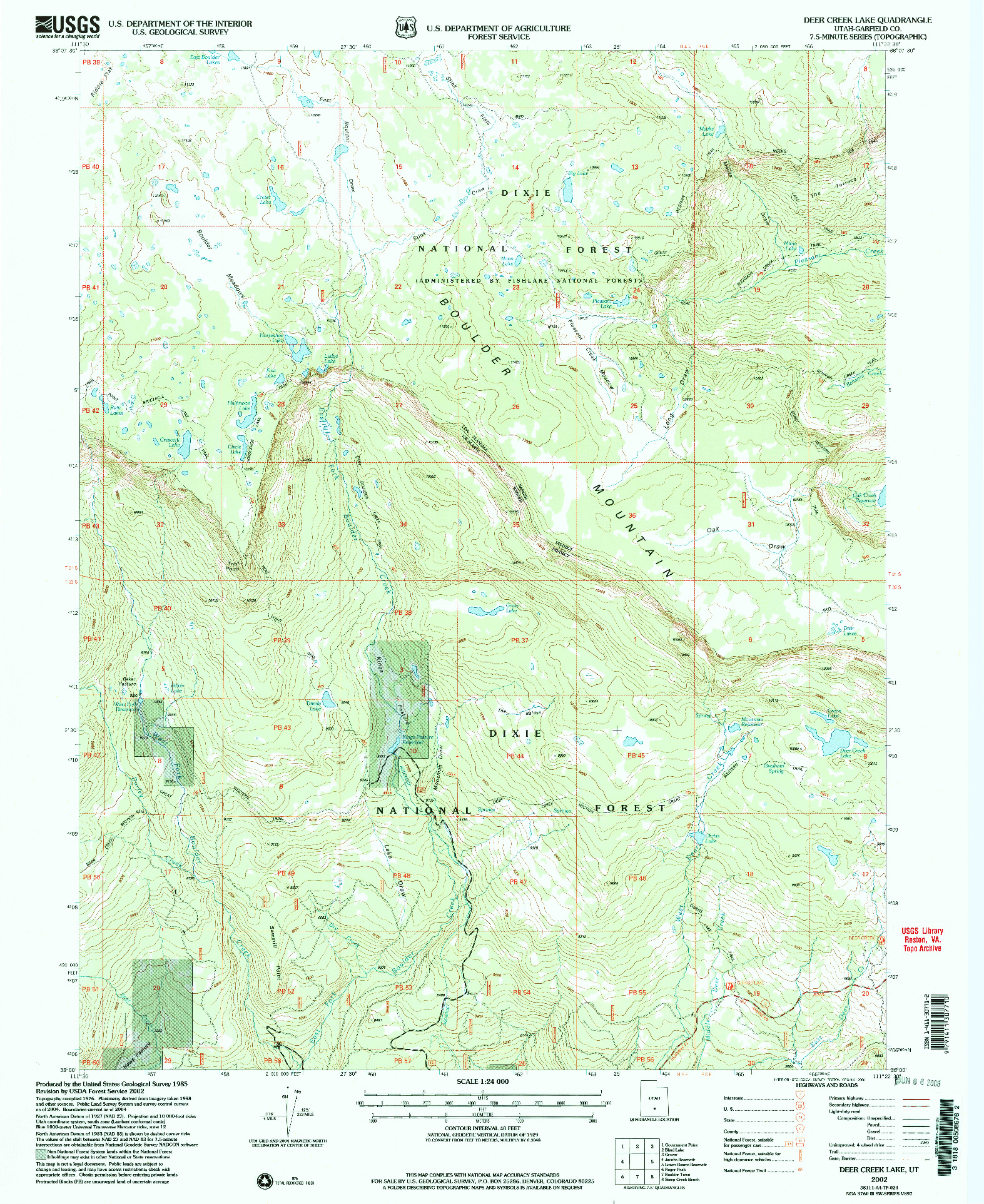 USGS 1:24000-SCALE QUADRANGLE FOR DEER CREEK LAKE, UT 2002