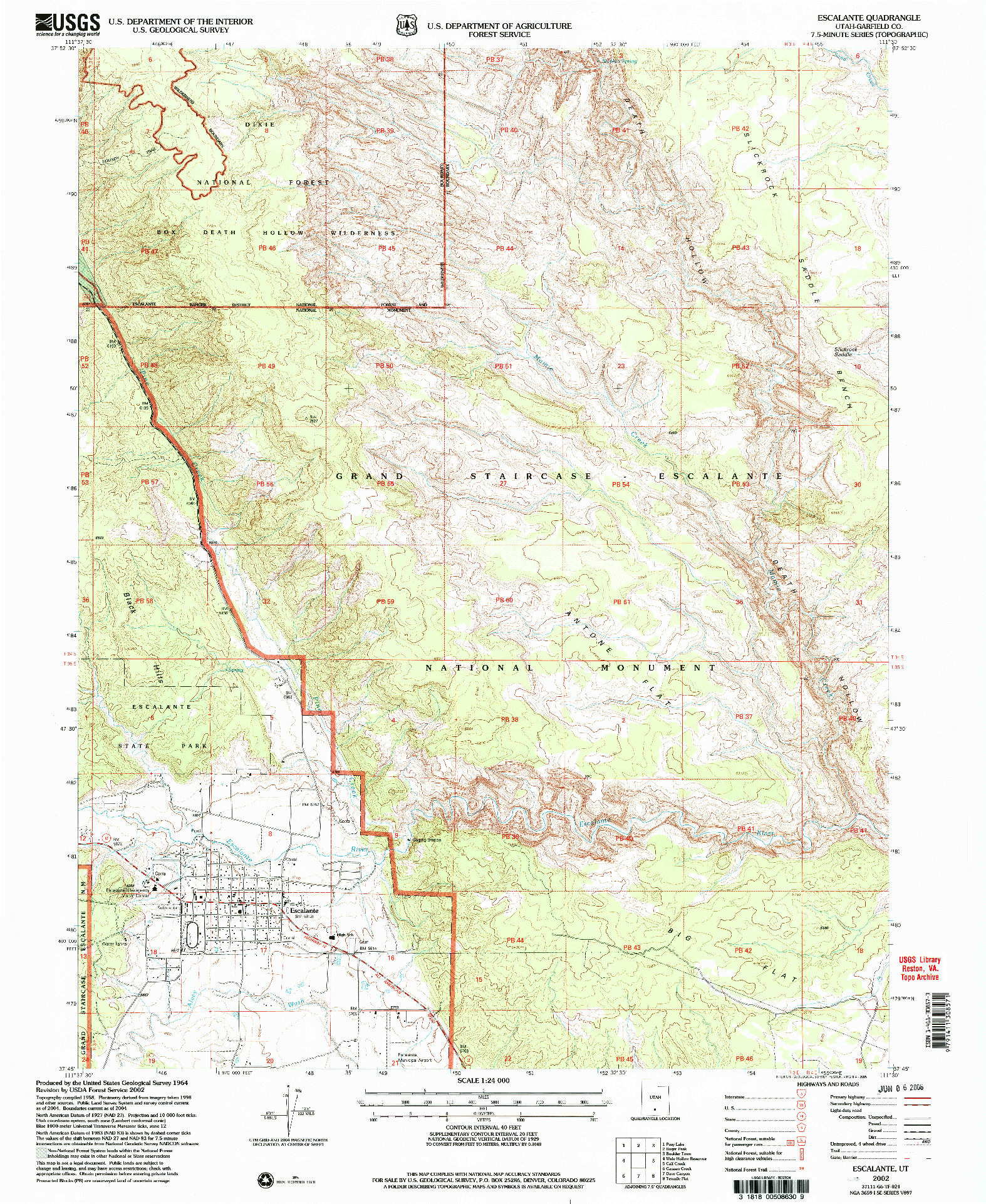 USGS 1:24000-SCALE QUADRANGLE FOR ESCALANTE, UT 2002