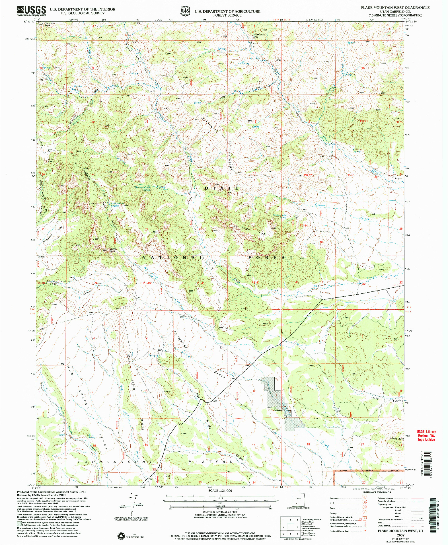 USGS 1:24000-SCALE QUADRANGLE FOR FLAKE MOUNTAIN WEST, UT 2002