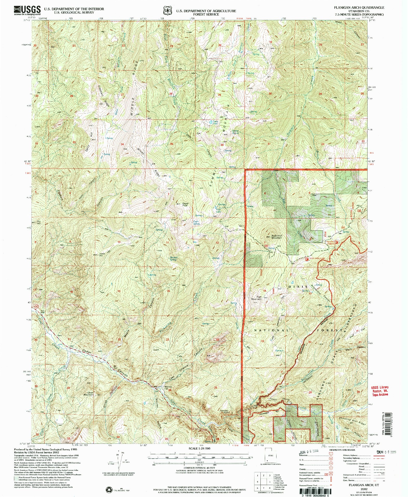 USGS 1:24000-SCALE QUADRANGLE FOR FLANIGAN ARCH, UT 2002