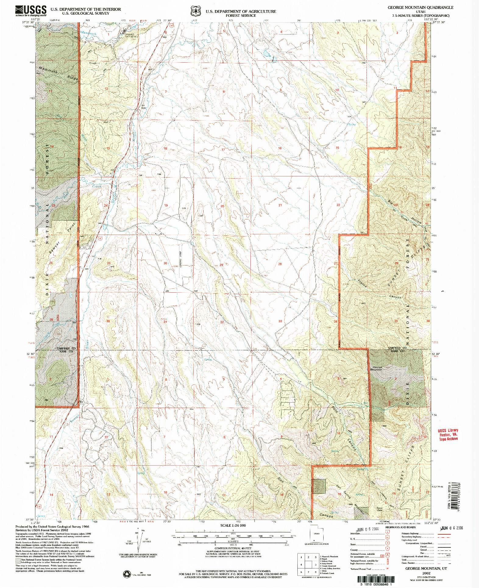 USGS 1:24000-SCALE QUADRANGLE FOR GEORGE MOUNTAIN, UT 2002