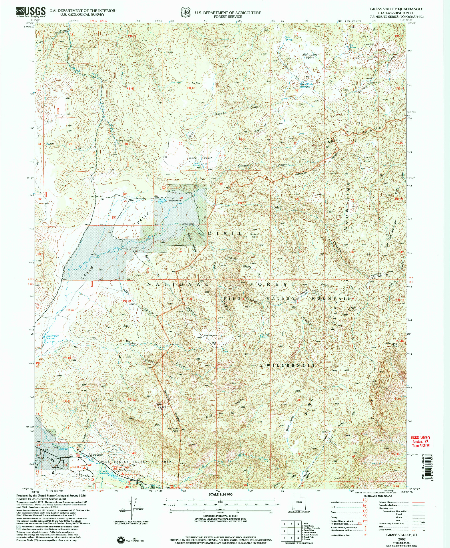 USGS 1:24000-SCALE QUADRANGLE FOR GRASS VALLEY, UT 2002