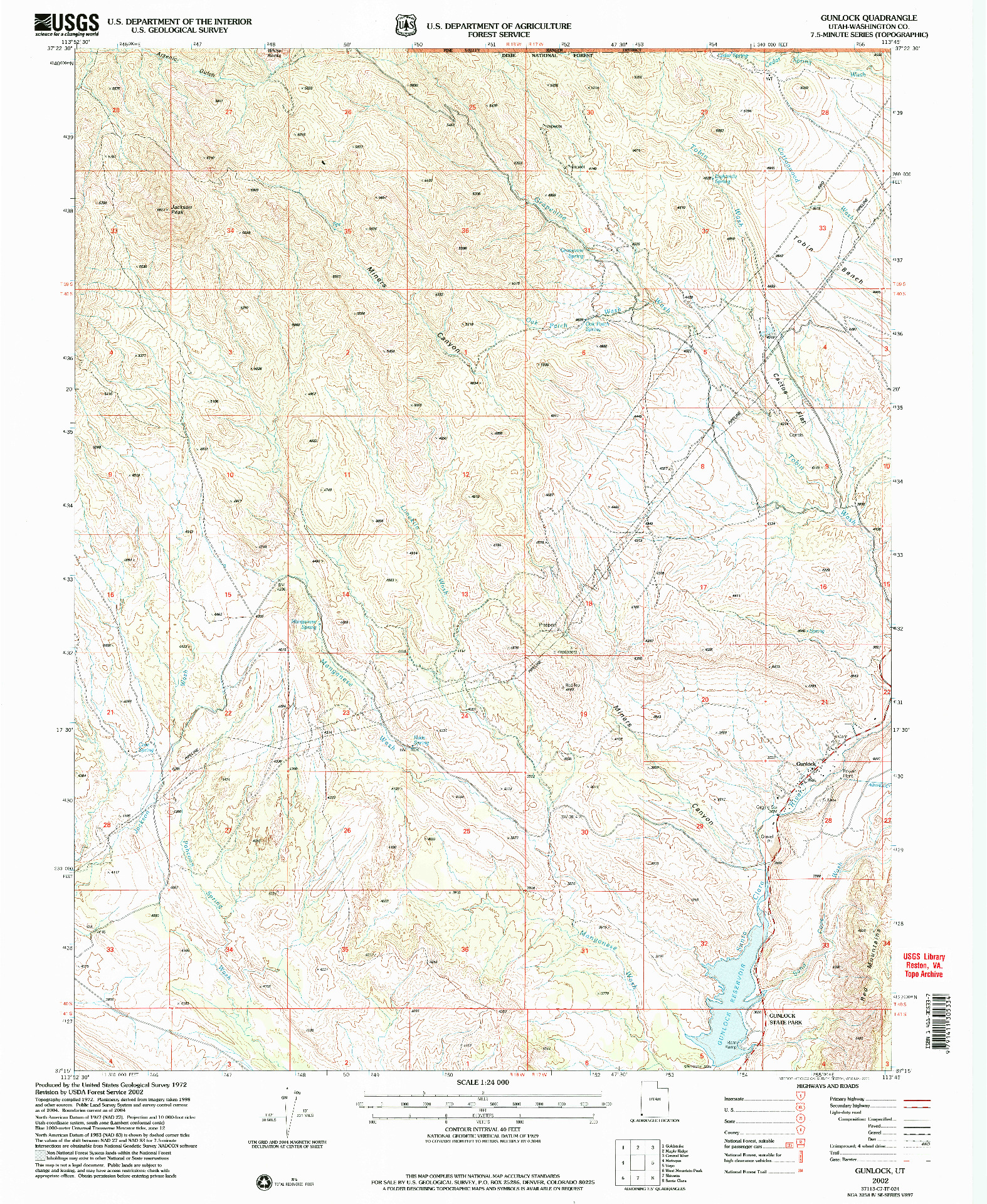 USGS 1:24000-SCALE QUADRANGLE FOR GUNLOCK, UT 2002