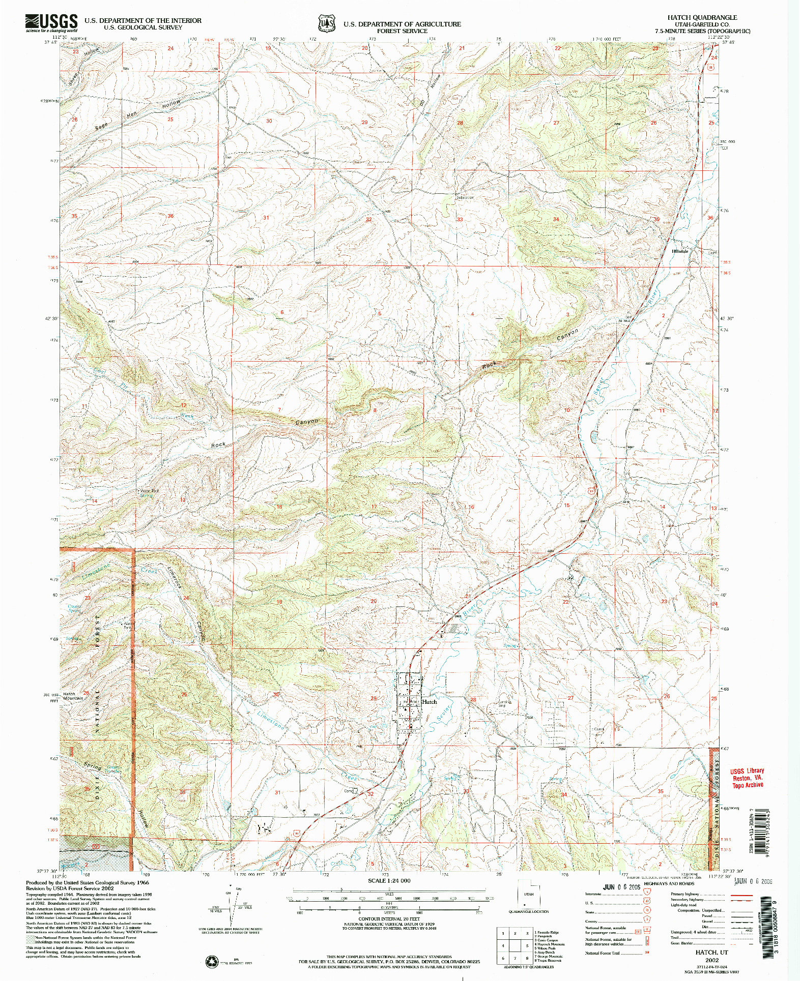USGS 1:24000-SCALE QUADRANGLE FOR HATCH, UT 2002