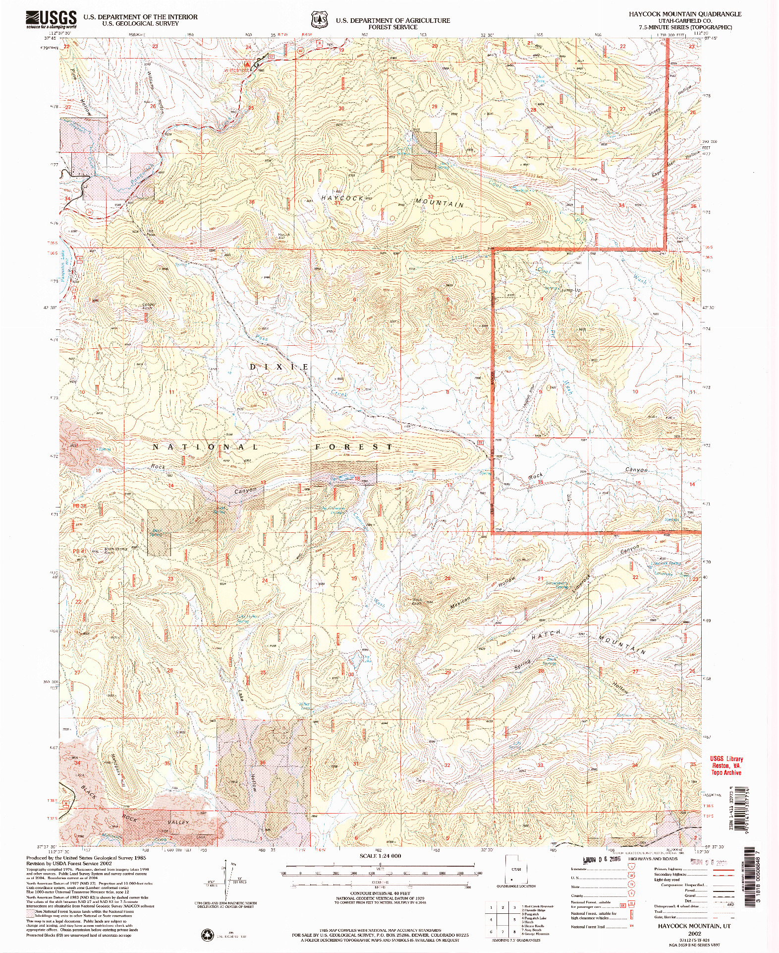 USGS 1:24000-SCALE QUADRANGLE FOR HAYCOCK MOUNTAIN, UT 2002