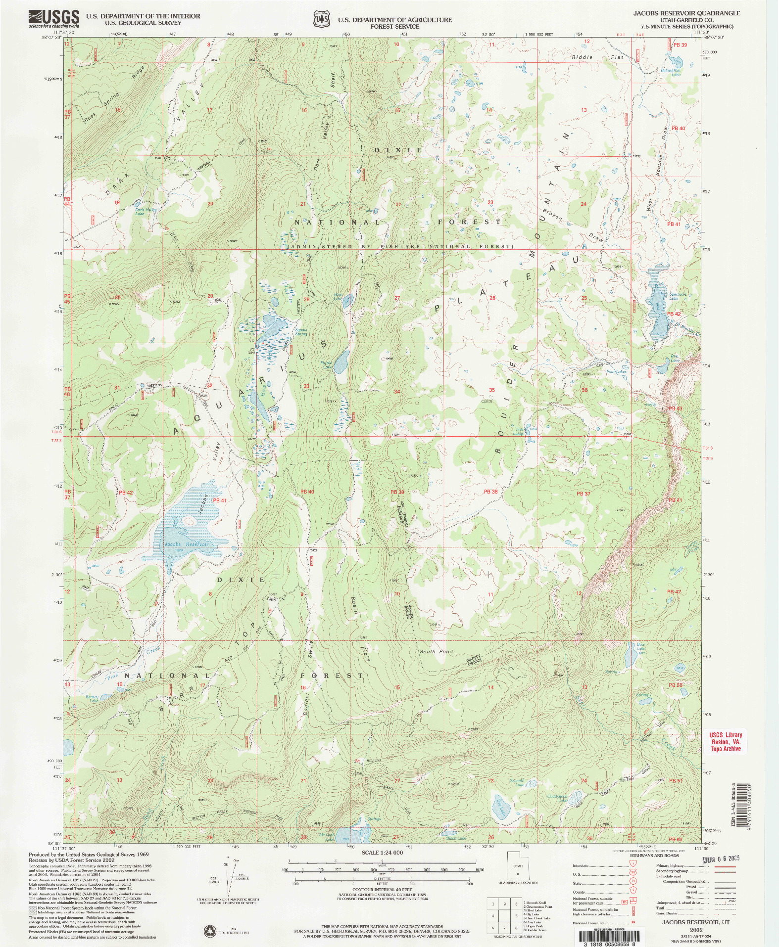 USGS 1:24000-SCALE QUADRANGLE FOR JACOBS RESERVOIR, UT 2002